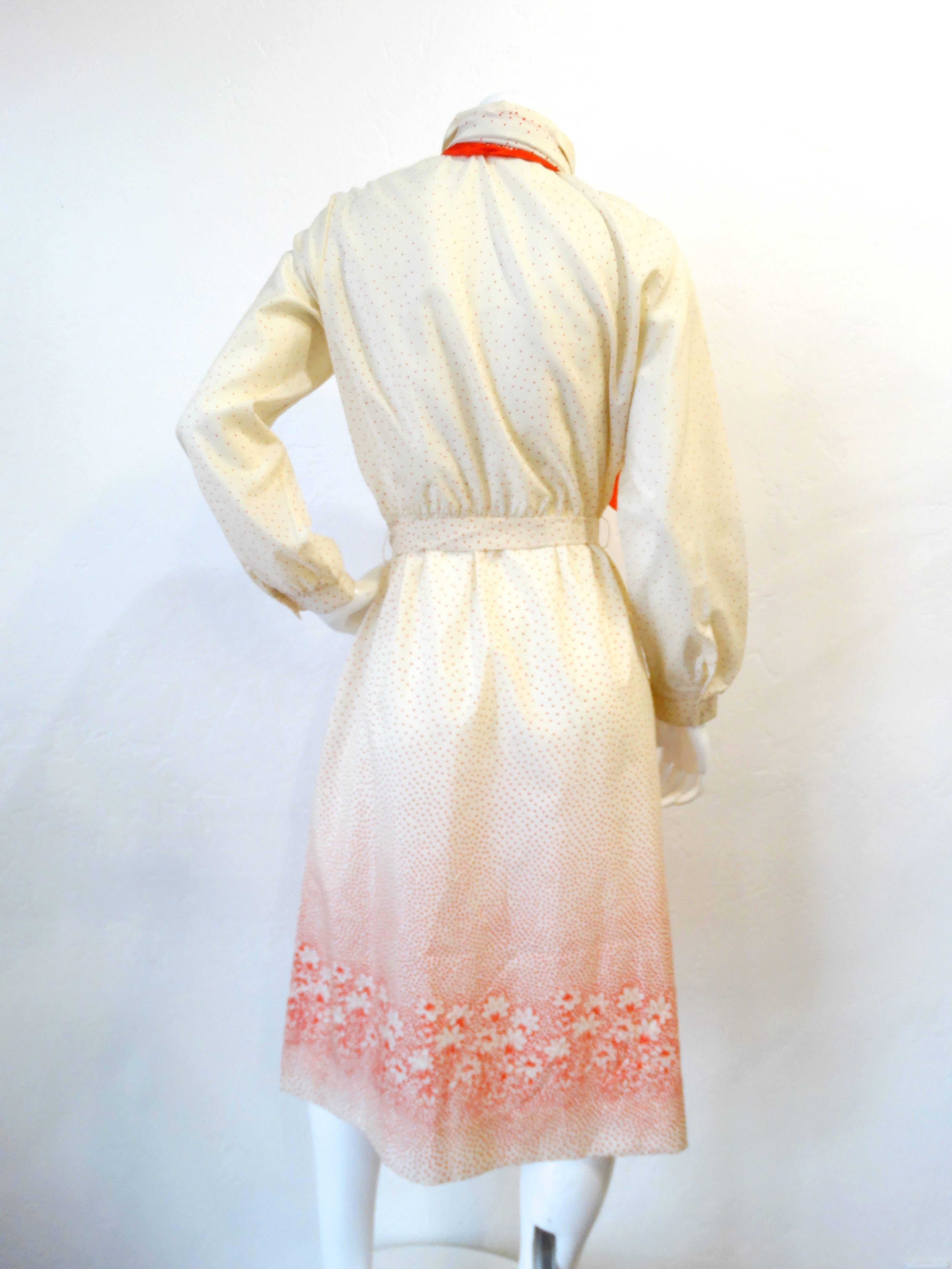 Women's 1960s Lanvin Cream & Red Polkadot Floral Dress For Sale