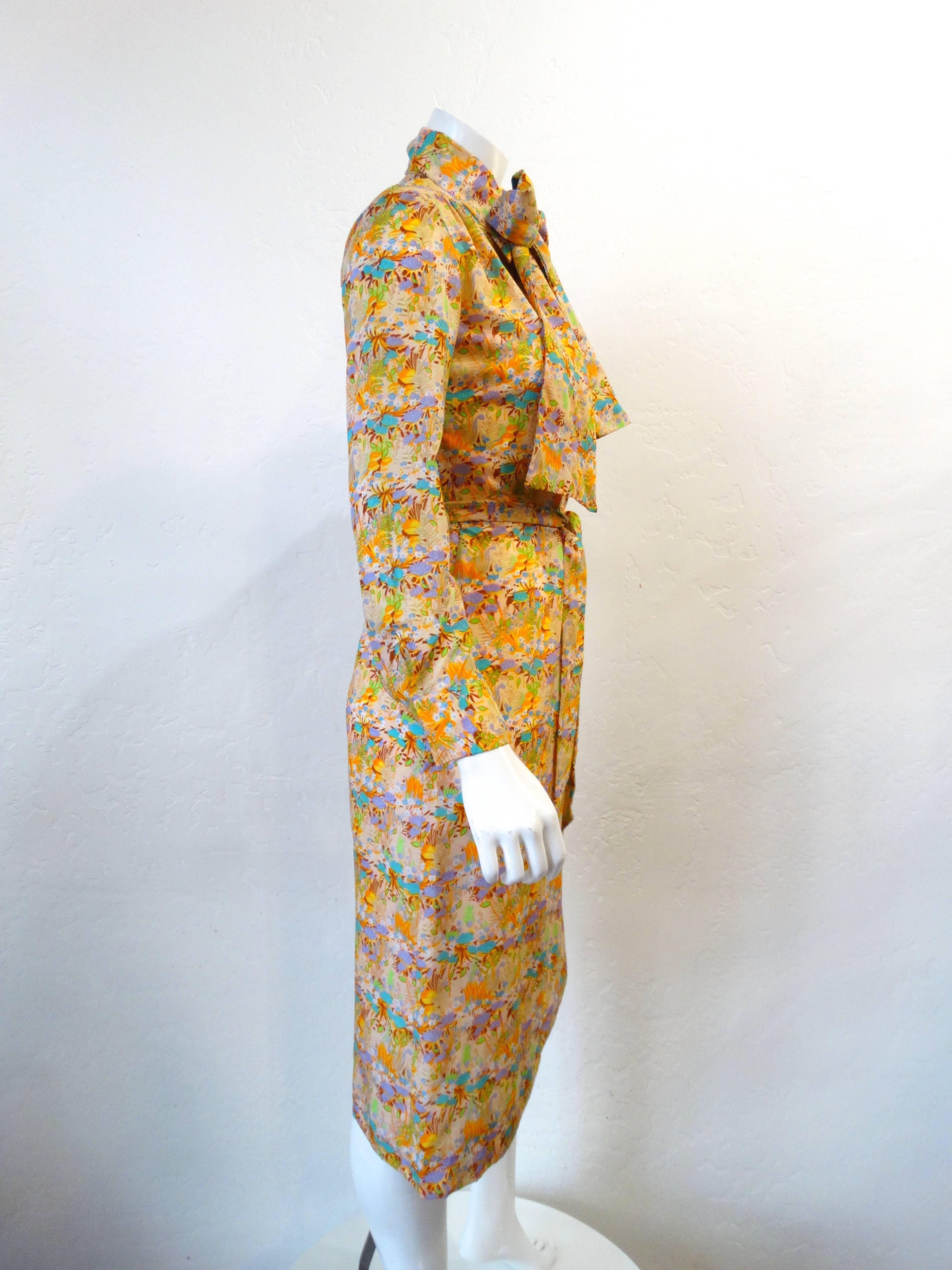 1960s Lanvin Floral Button Up Dress  In Excellent Condition In Scottsdale, AZ