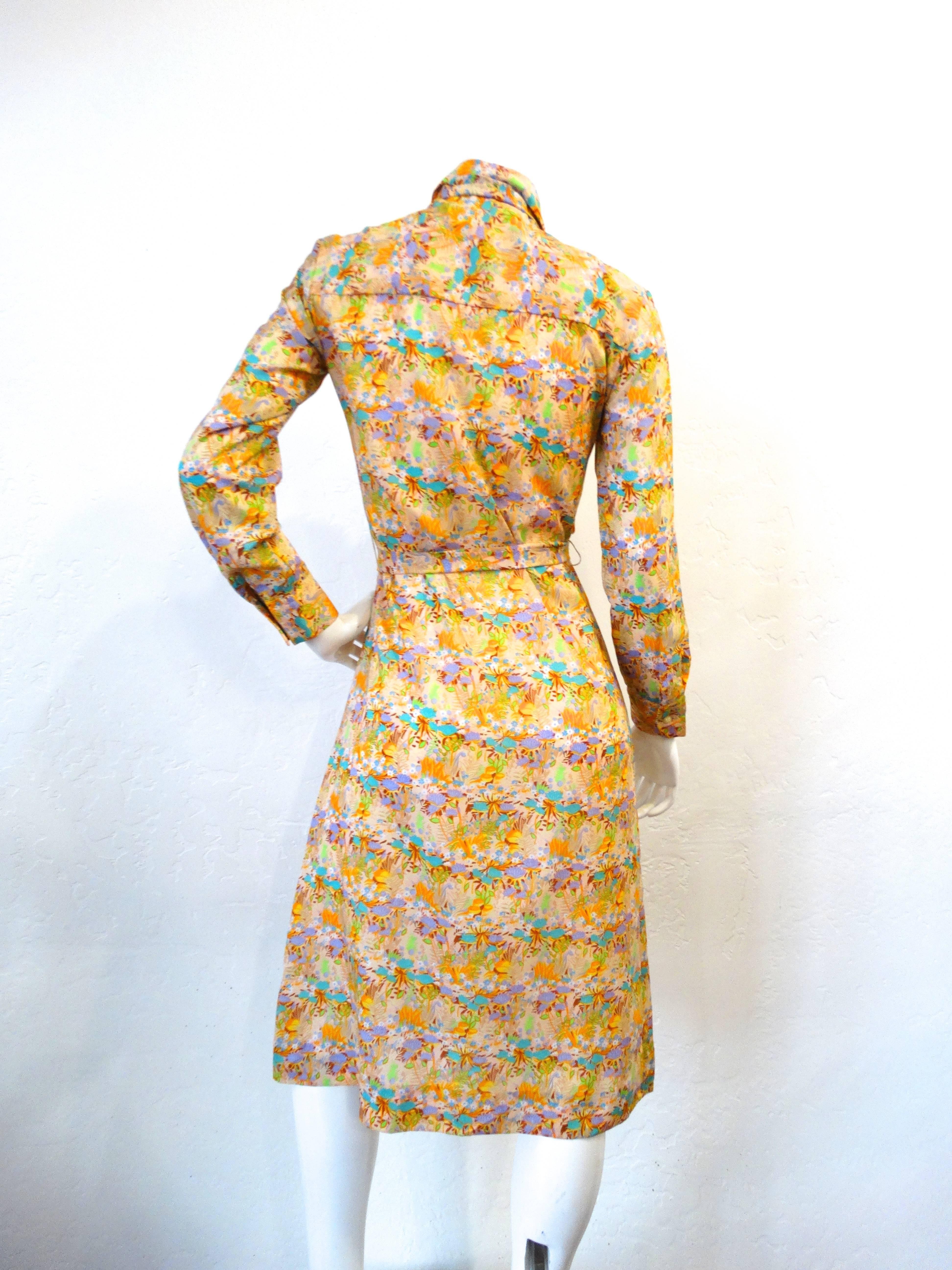 Women's 1960s Lanvin Floral Button Up Dress 