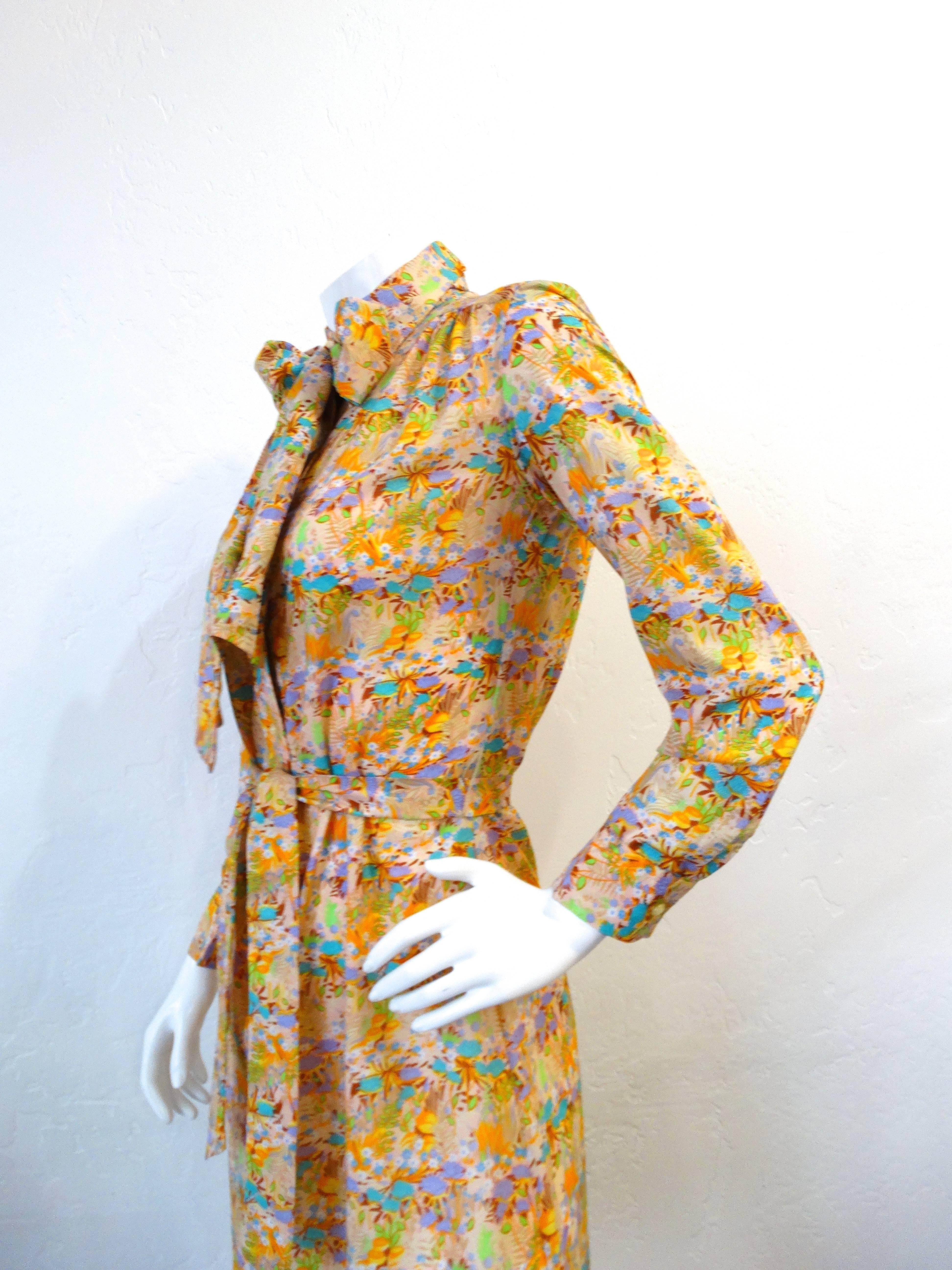 1960s Lanvin Floral Button Up Dress  1