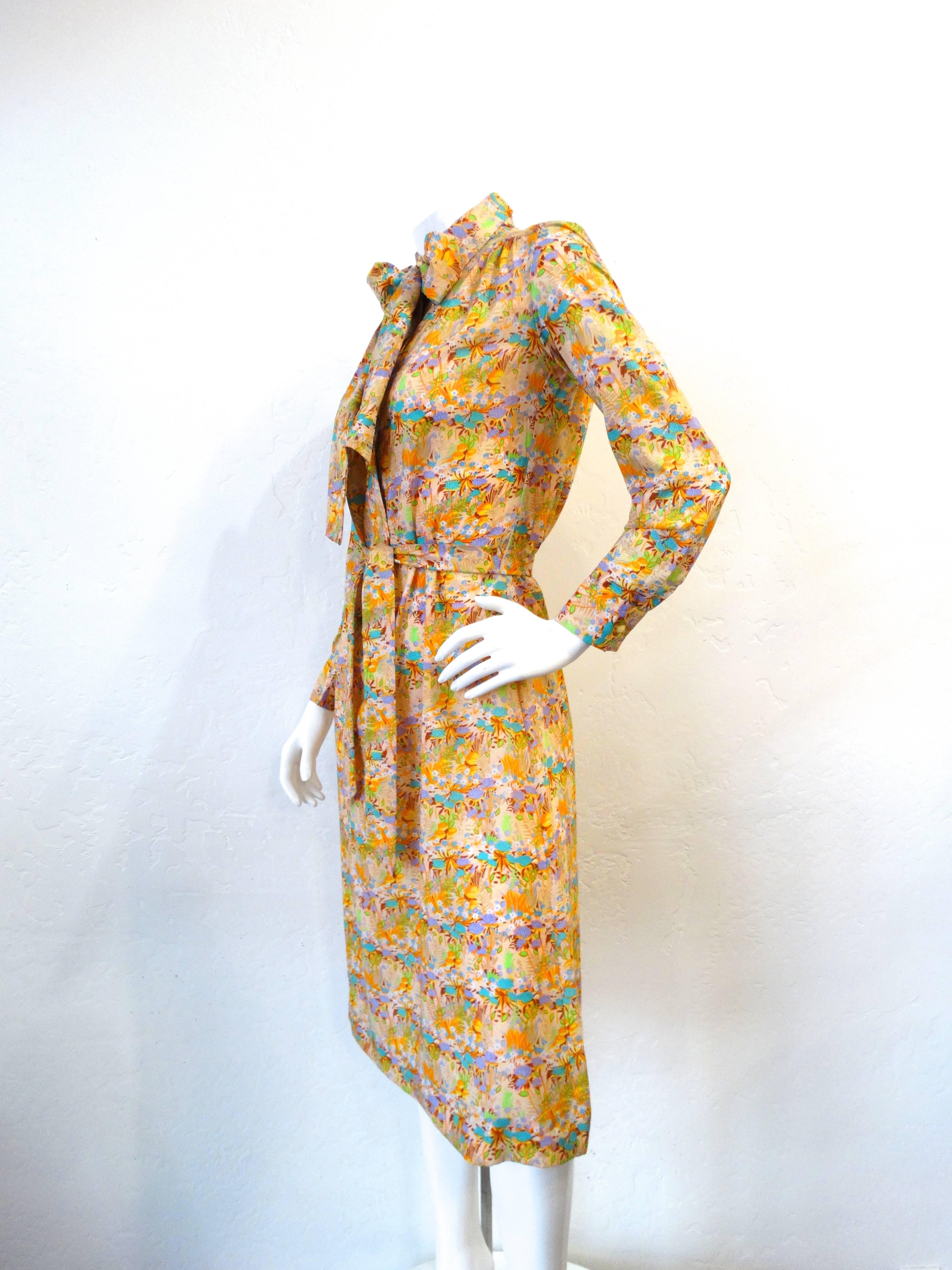 1960s Lanvin Floral Button Up Dress  2