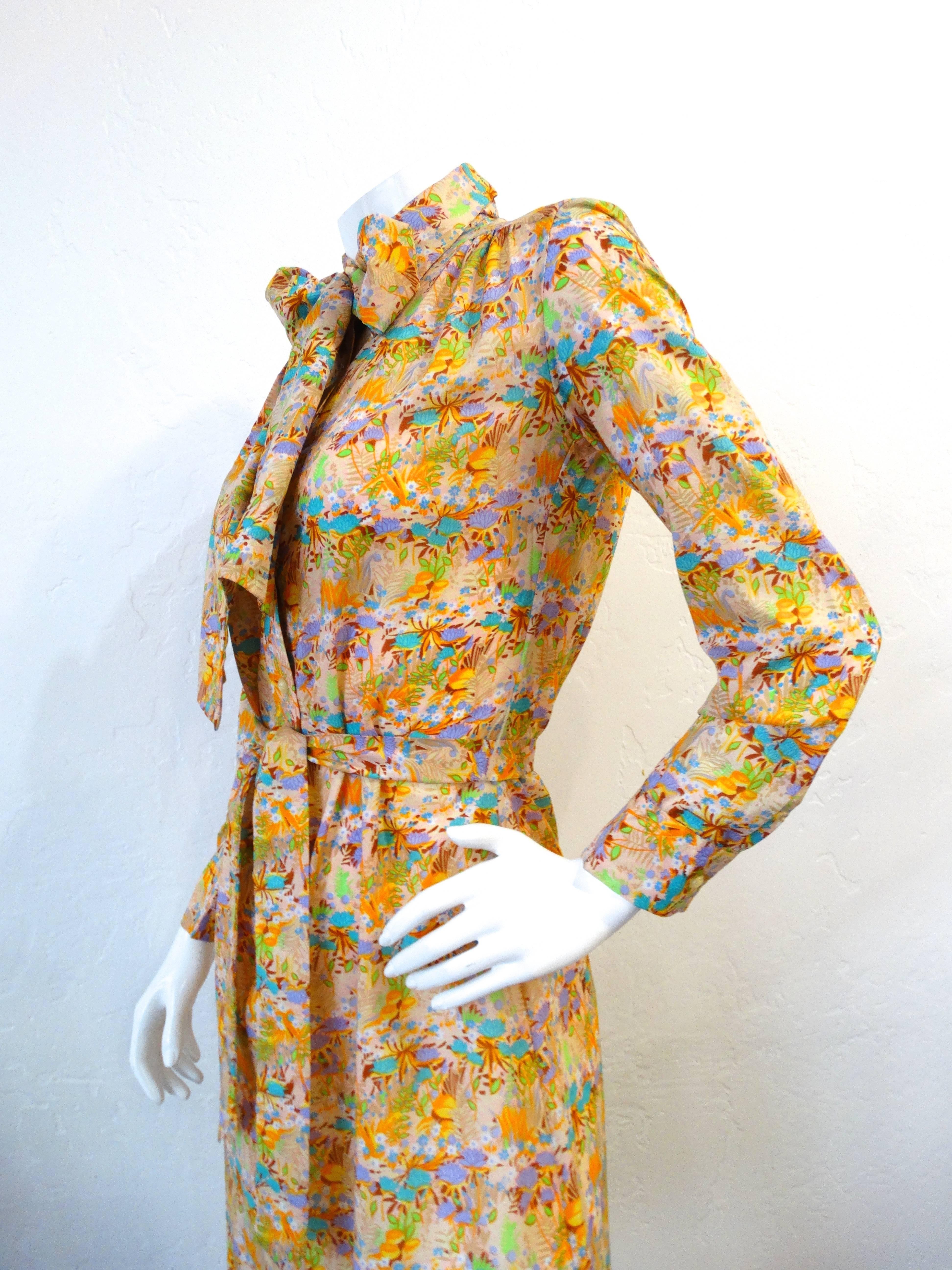 1960s Lanvin Floral Button Up Dress  3