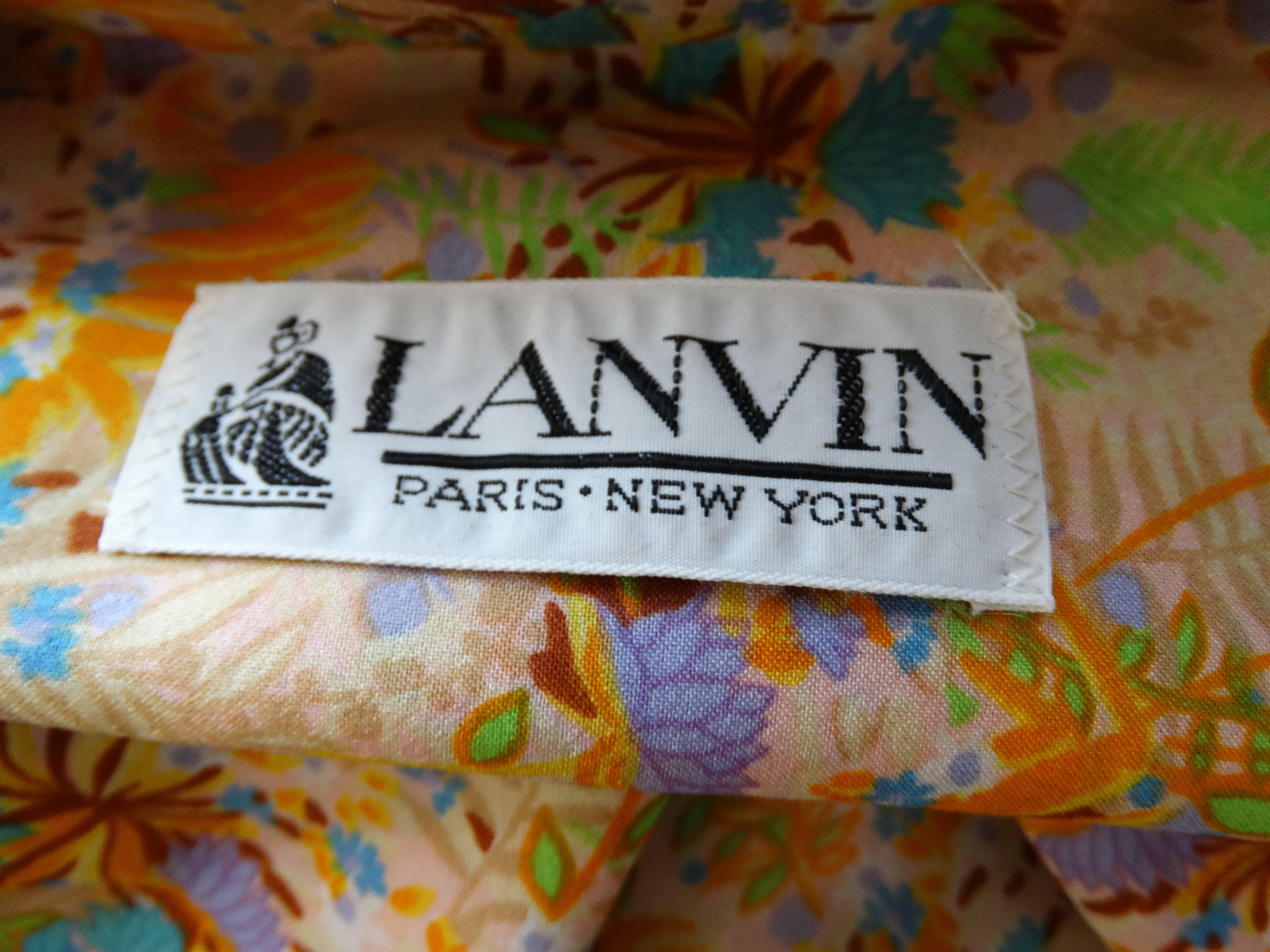 1960s Lanvin Floral Button Up Dress  4
