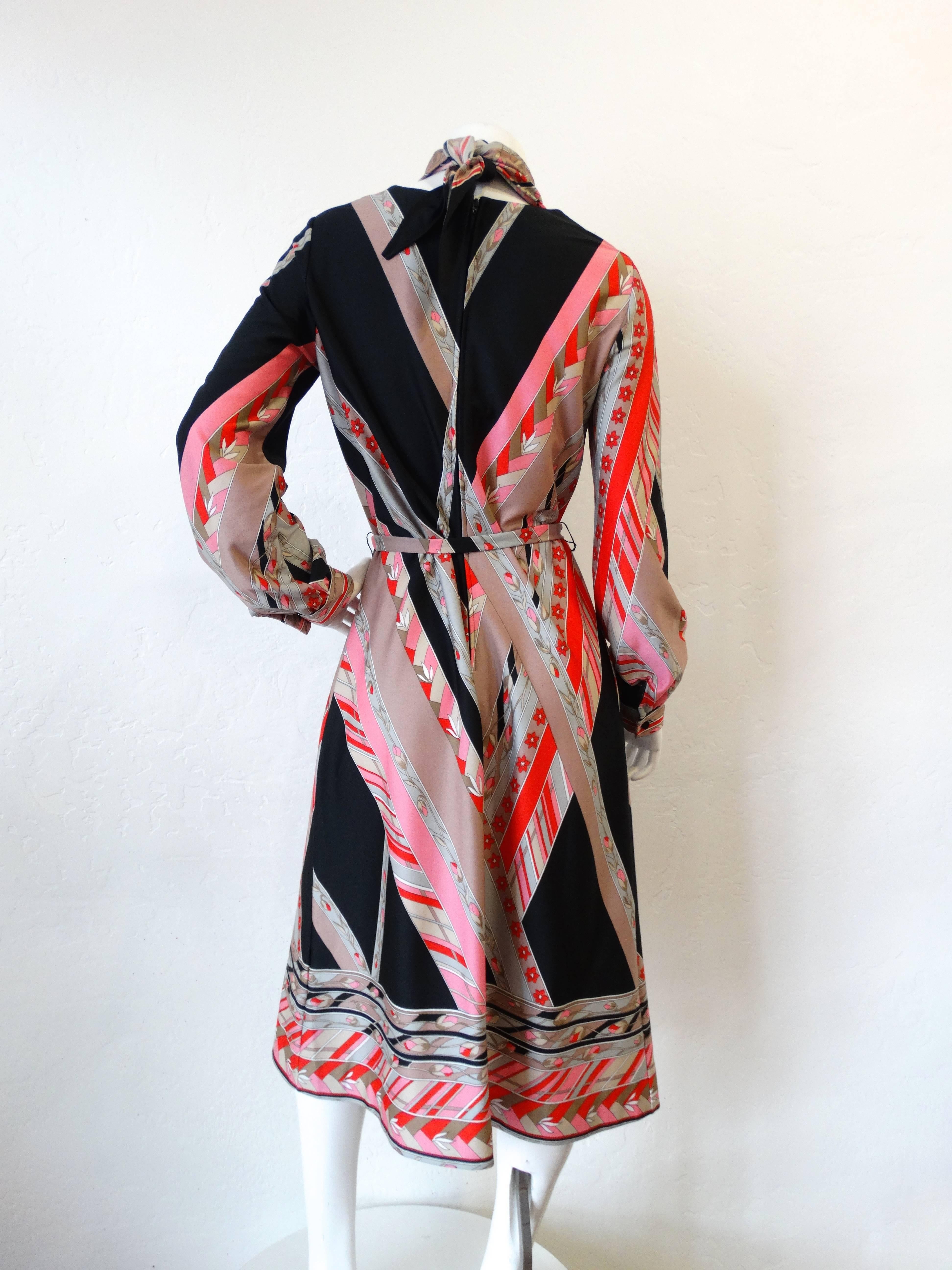 1960s Lanvin Kerchief Striped Shift Dress 1
