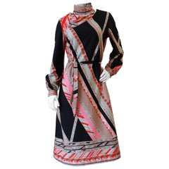 Vintage 1960s Lanvin Kerchief Striped Shift Dress