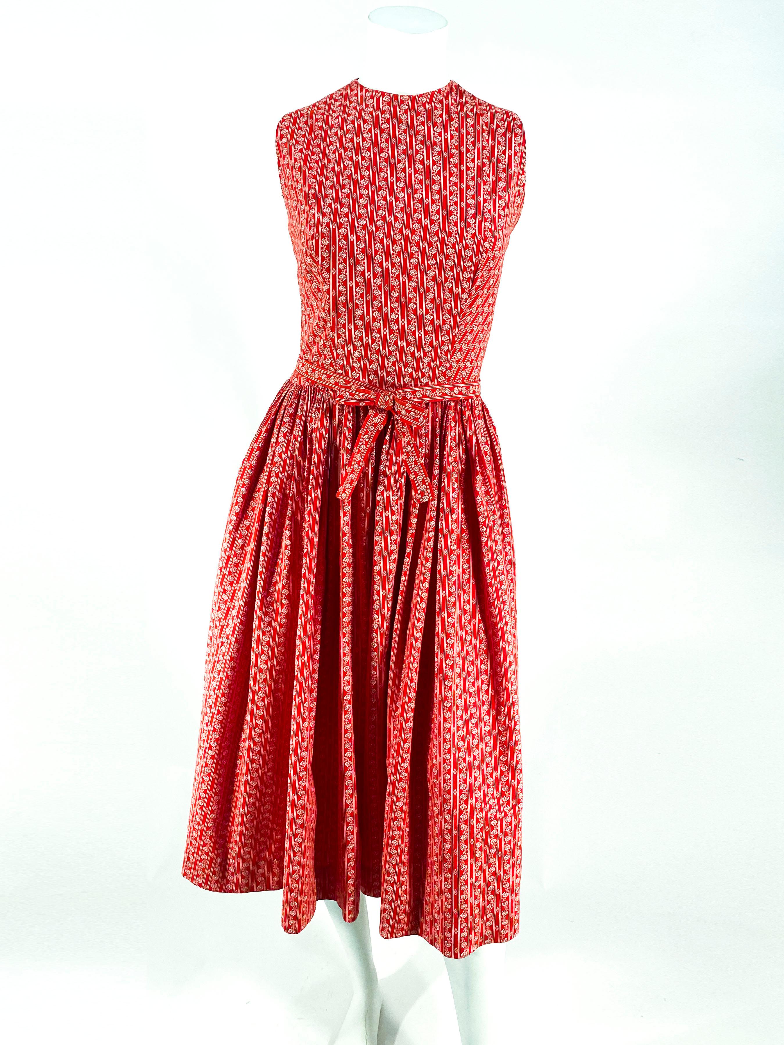 1960s Lanz Red Heart Calico Printed Cotton Dress 5
