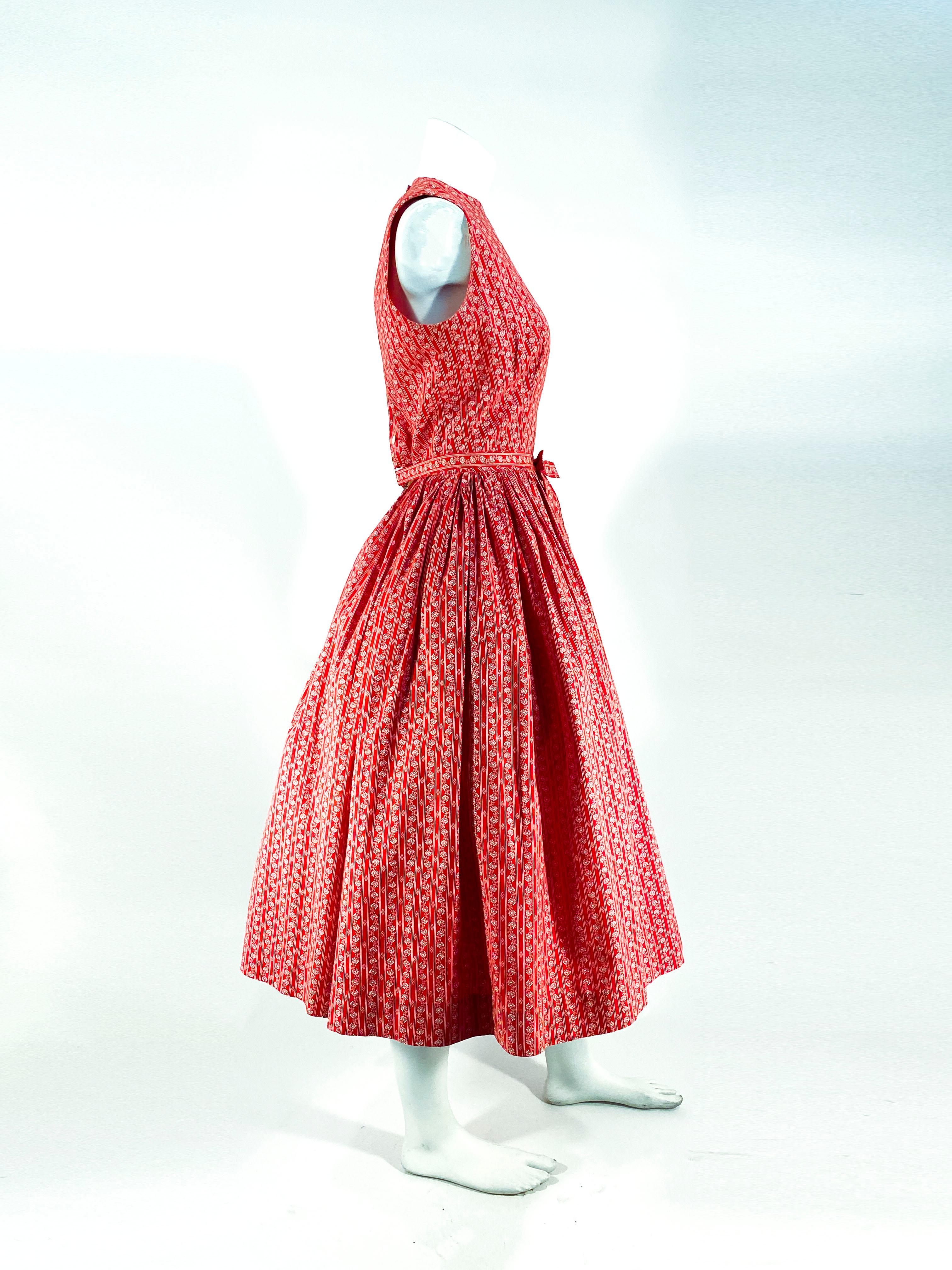 1960s Lanz Red Heart Calico Printed Cotton Dress 1