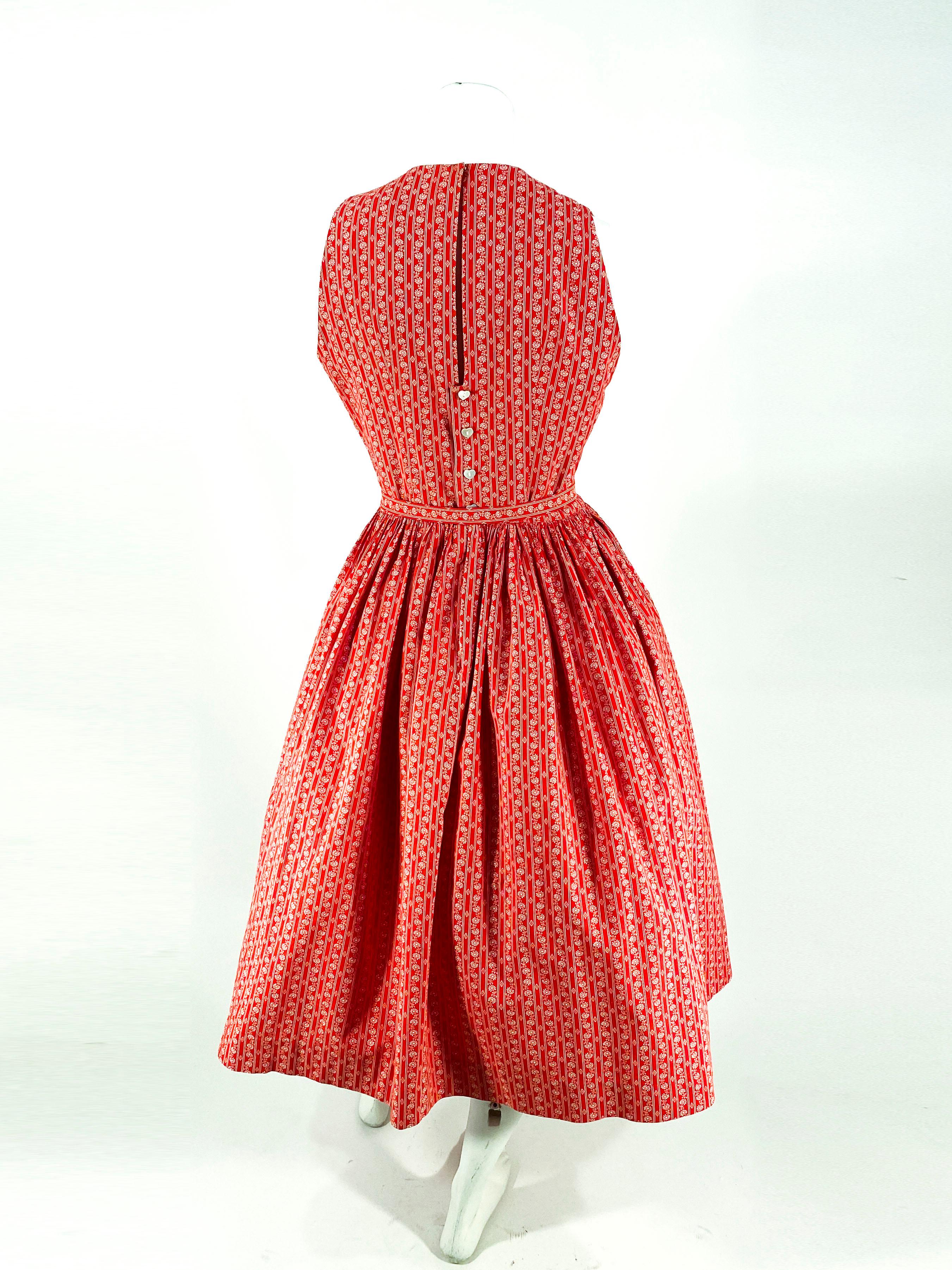 1960s Lanz Red Heart Calico Printed Cotton Dress 2
