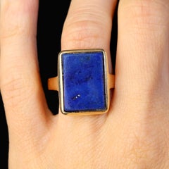 1960s Lapis Lazuli 14 Karat Yellow Gold Rectangular Ring