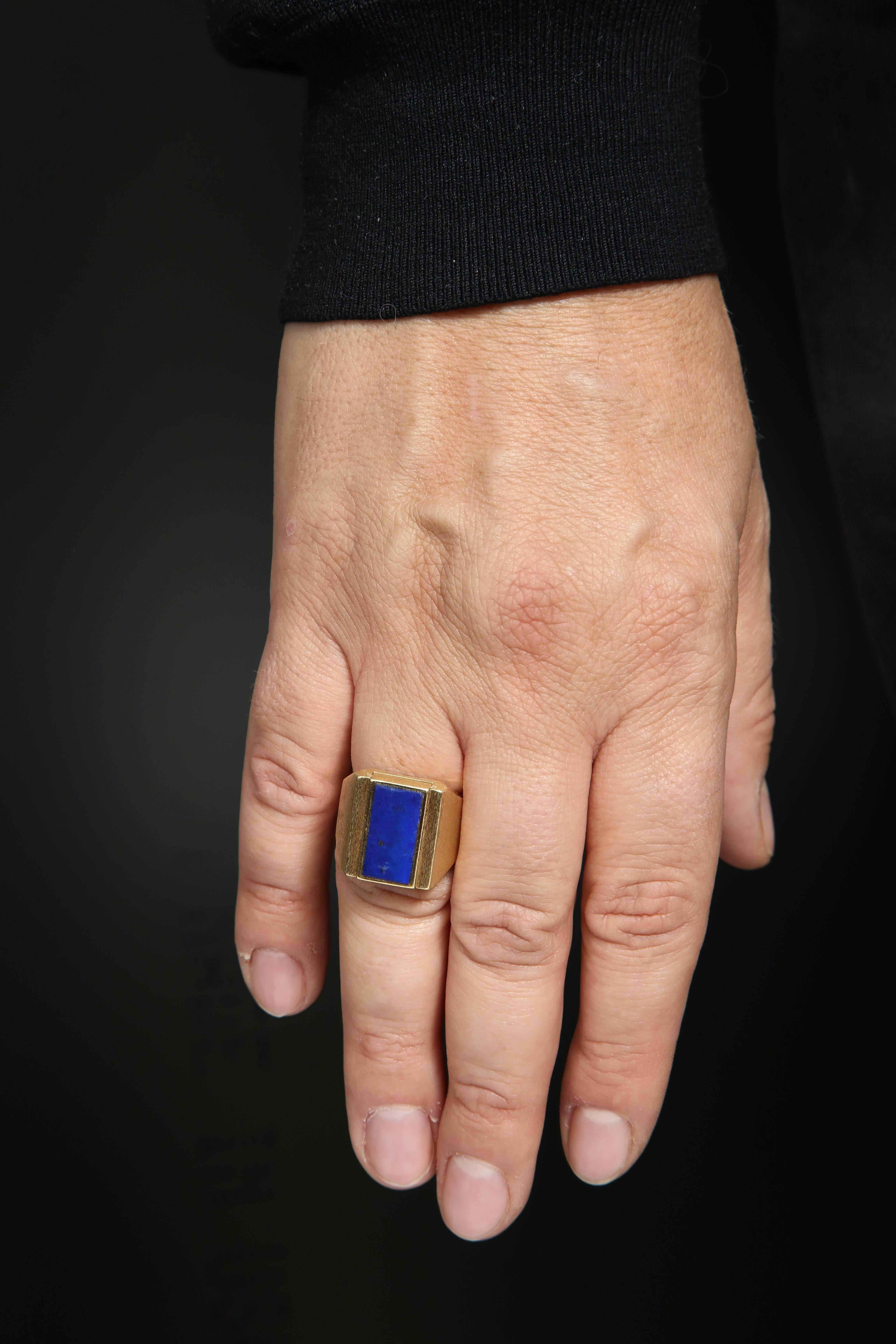 1960s Lapis Lazuli, and Tigers Eye Stone Finish Gold Flip Ring 4