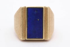1960s Lapis Lazuli, and Tigers Eye Stone Finish Gold Flip Ring