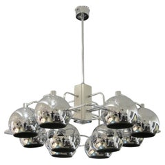 1960s Large 12 Chrome Globes Geometric chandelier by G. Sciolari, Belgian