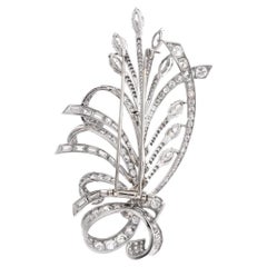 1960s Large 15.69 carats Diamond Platinum Floral Bouquet Lapel Brooch pin