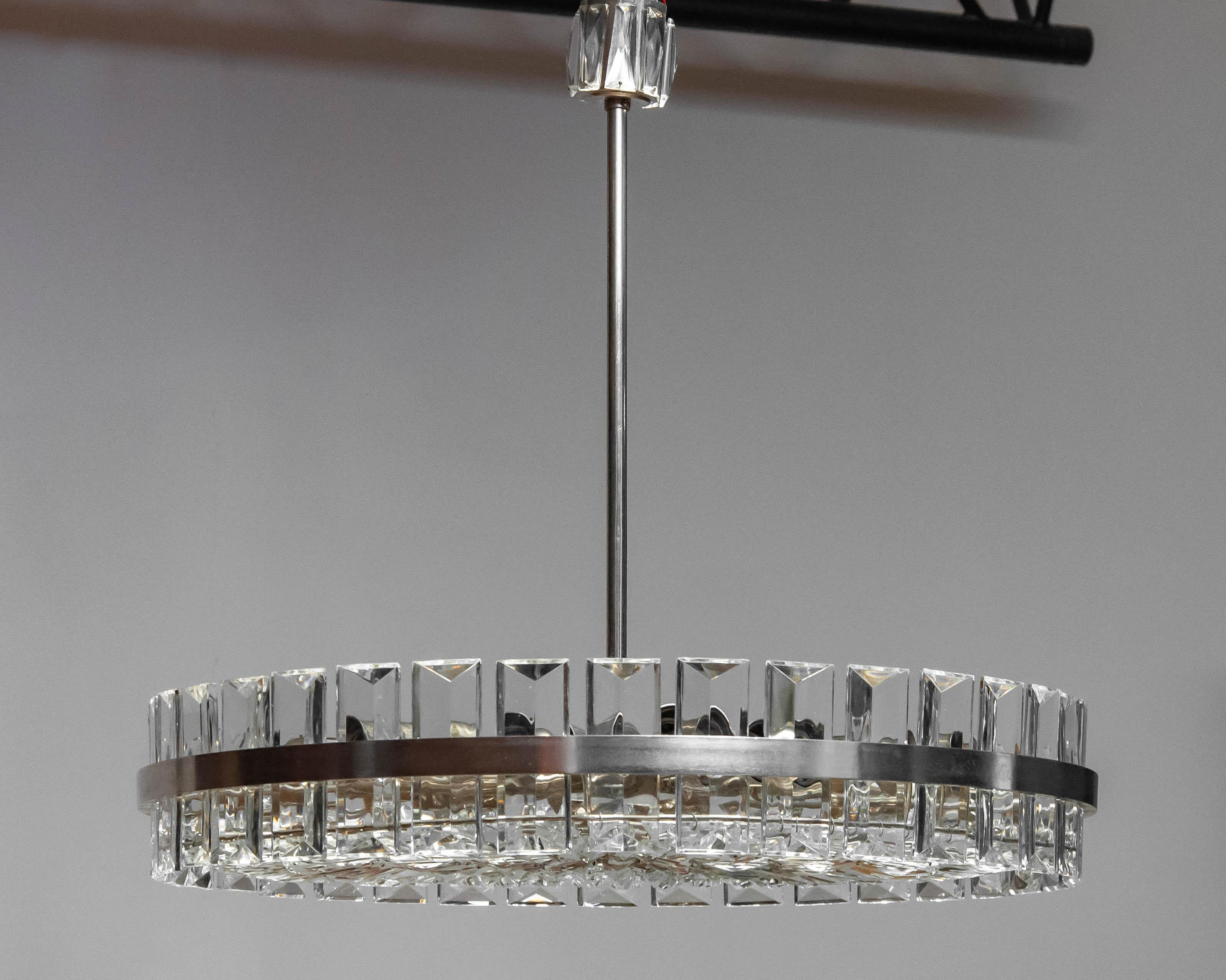 Mid-20th Century 1960s Large 28' Clear Crystal Chandelier / Flush Mount By Bakalowits & Sohne