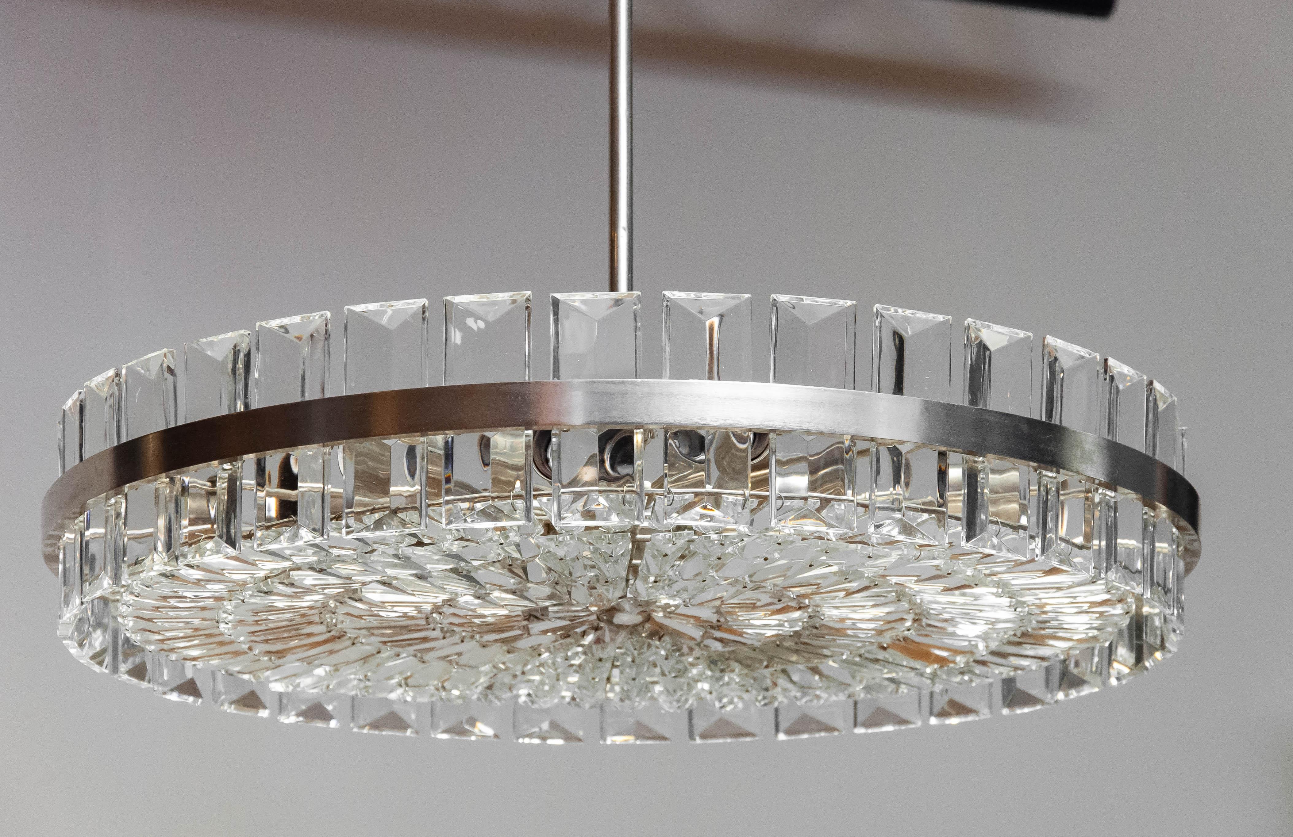 1960s Large 28' Clear Crystal Chandelier / Flush Mount By Bakalowits & Sohne For Sale 3