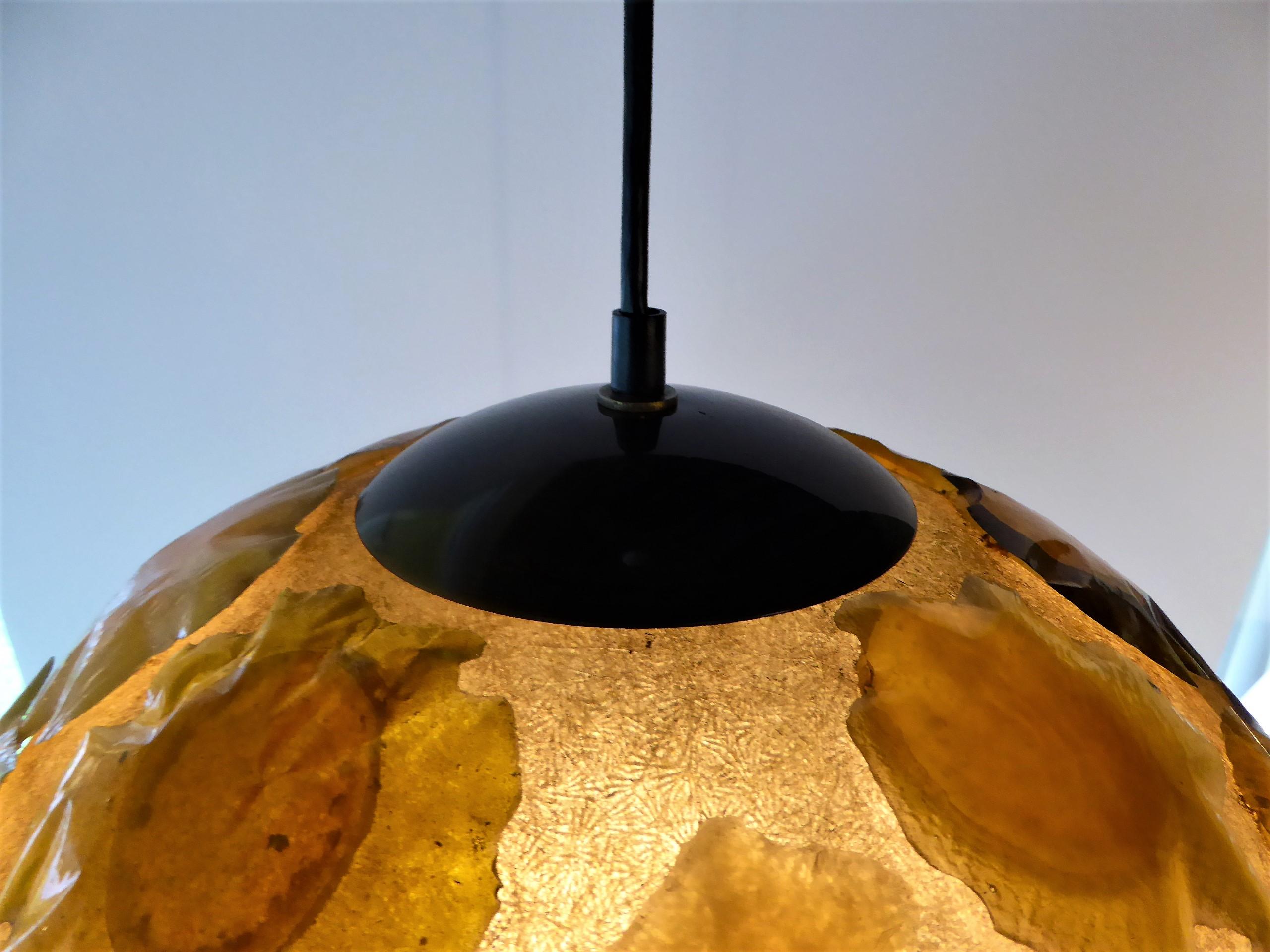 1960s Large Acrylic Globe Organic Pendant with Applied Amoeba Shapes In Good Condition In Miami, FL
