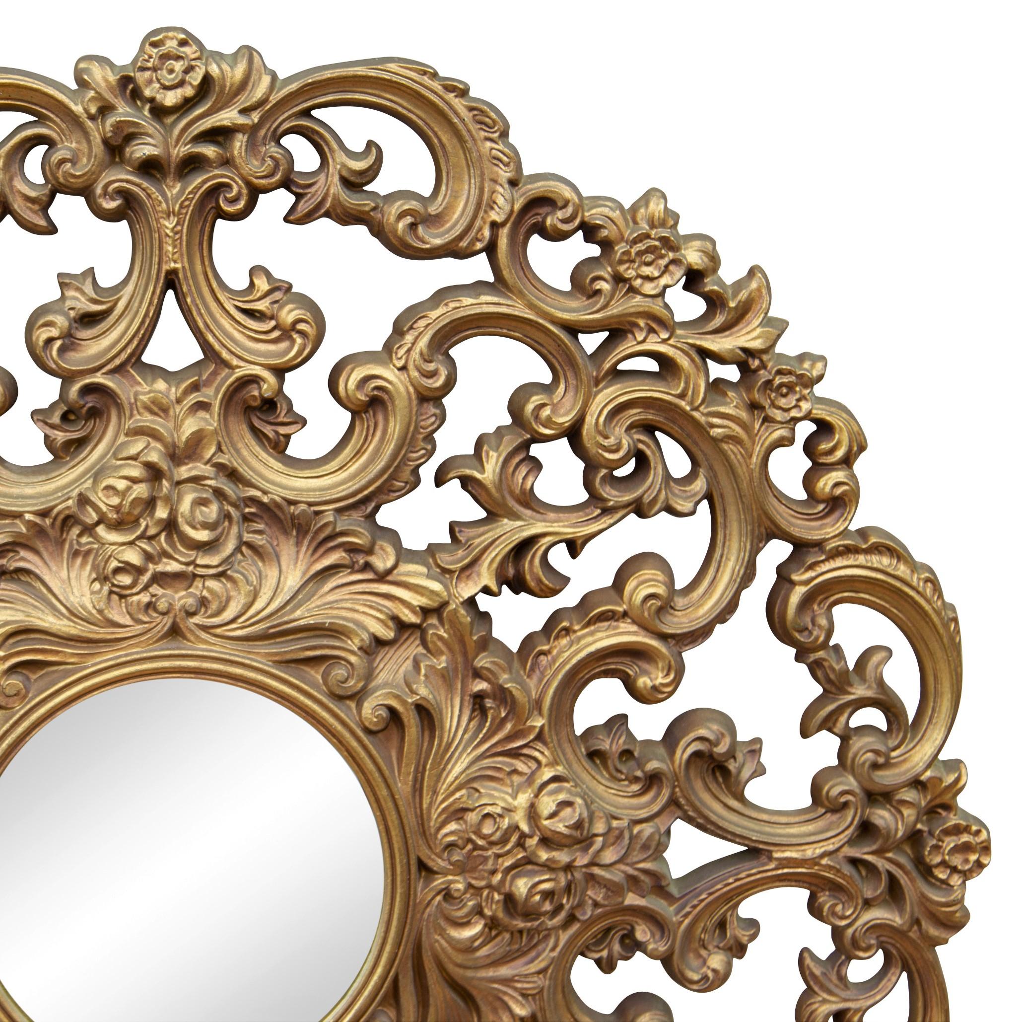 Baroque Revival 1960s Large Baroque Style Gold Filigree Round Mirror