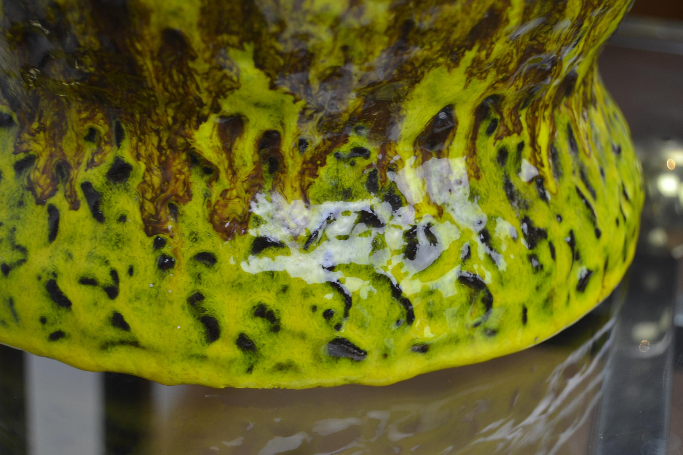 vase en céramique des années 1960:: jaune:: vert:: marron:: Allemagne de l'Ouest 8