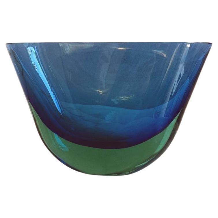 1960s Large Blue Flavio Poli Sommerso Vase