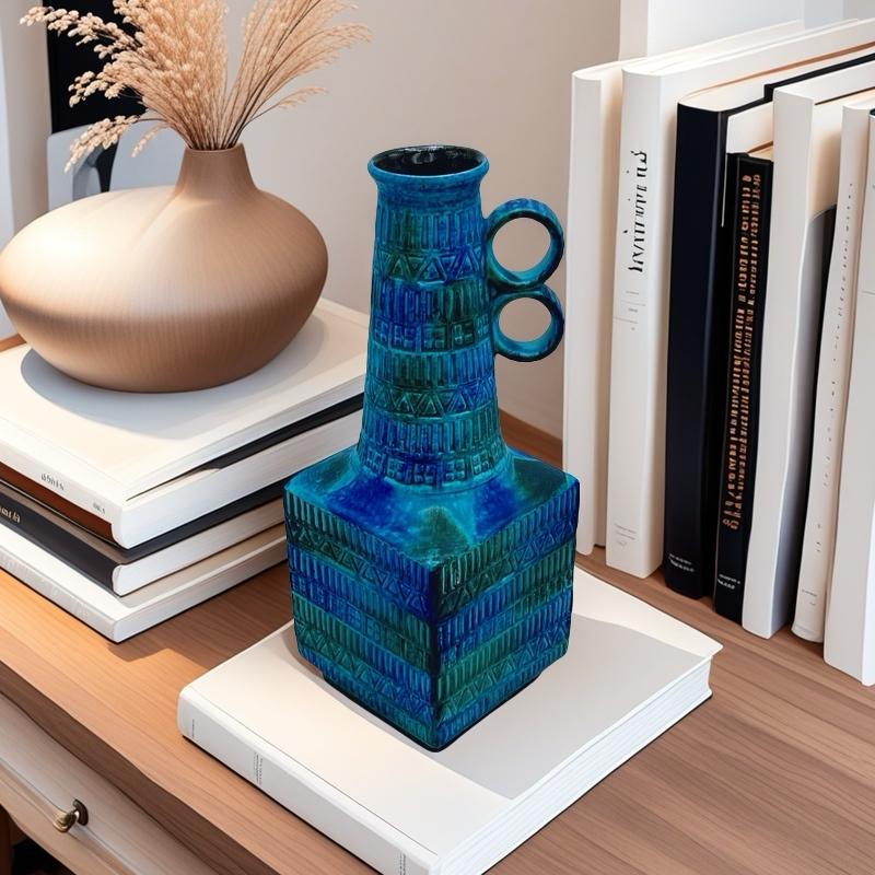 **Große Keramikvase der Jahrhundertmitte von Bodo Mans für BAY Keramik, 1960er Jahre**  

Diese atemberaubende, großformatige Vase von Bodo Mans für BAY Keramik, Westdeutschland, ca. 1960, zeigt das Beste des Mid-Century Modern Designs. Die