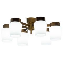 1960s , Large Brass  Flush Mount ceiling Lamp by Fagerhult Sweden