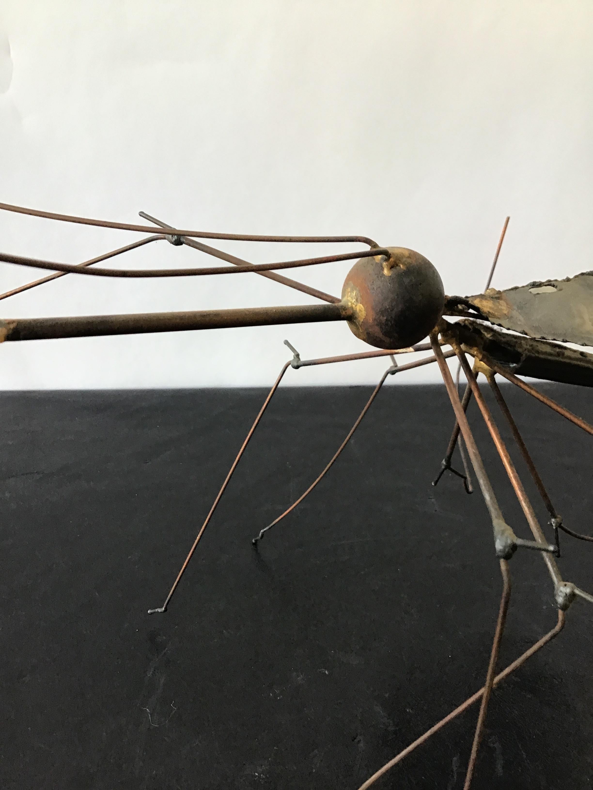 1960s Large Brass Mosquito Sculpture Signed For Sale 4