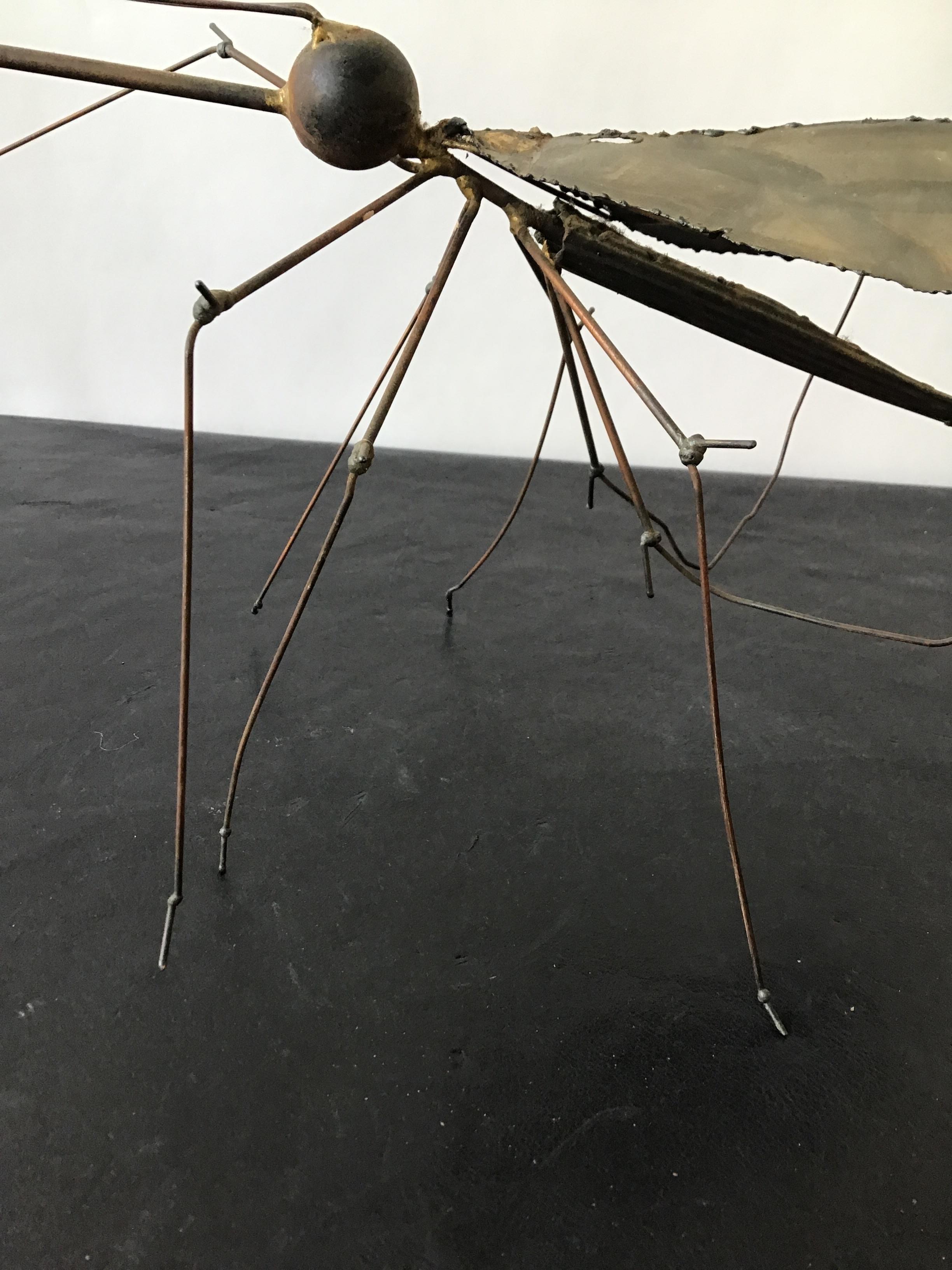 1960s Large Brass Mosquito Sculpture Signed For Sale 6