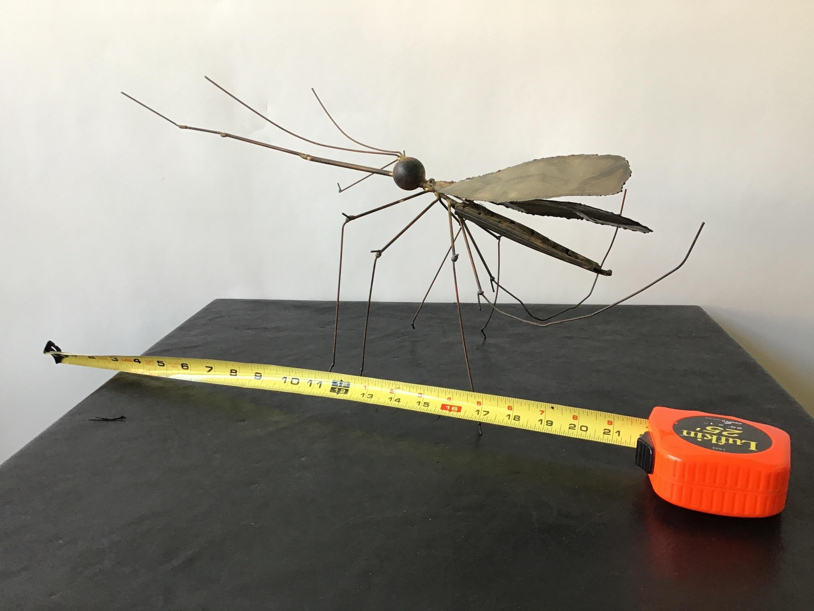 1960s large brass mosquito sculpture signed and dated 1966.
