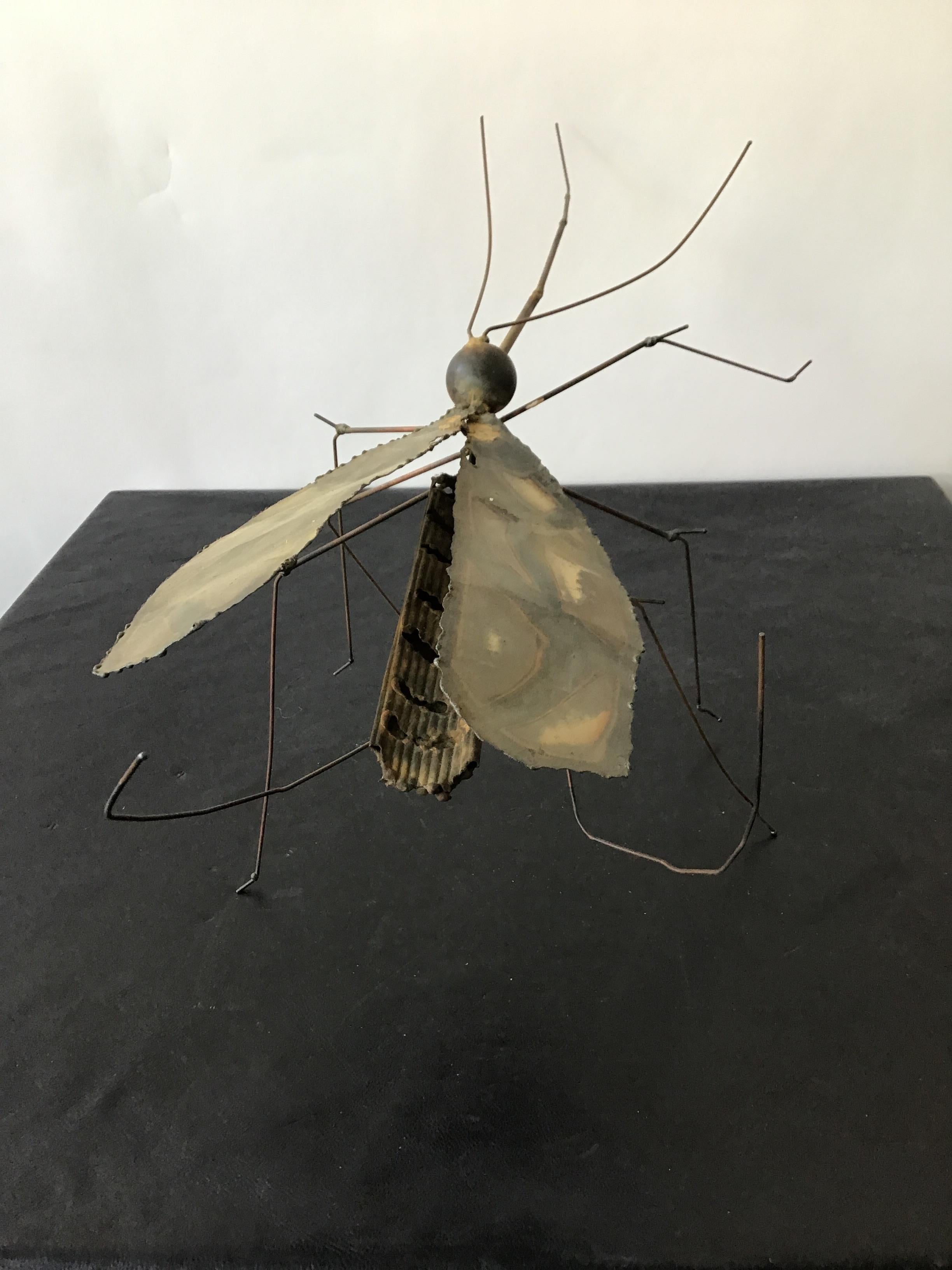 1960s Large Brass Mosquito Sculpture Signed In Good Condition For Sale In Tarrytown, NY