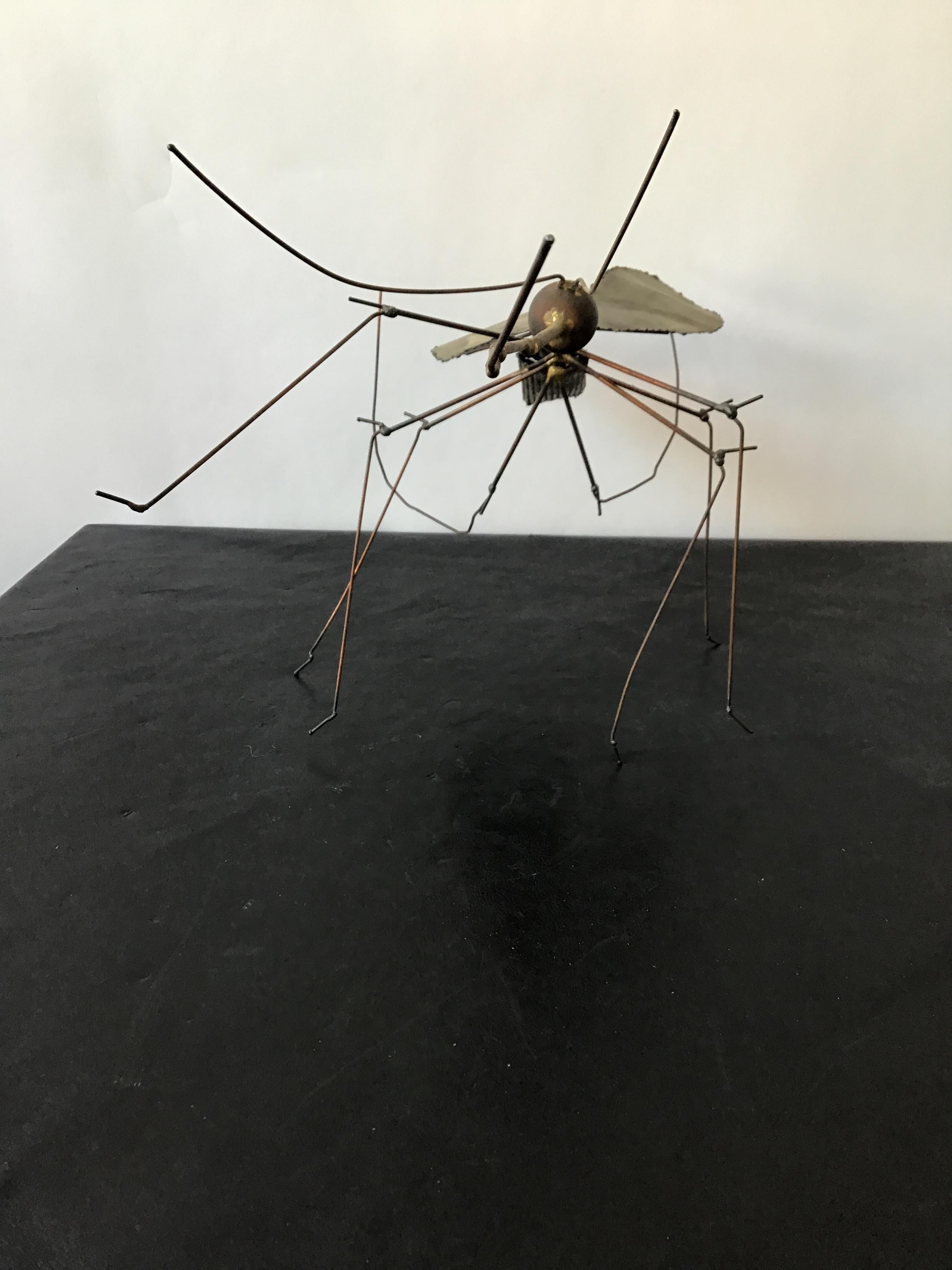 1960s Large Brass Mosquito Sculpture Signed For Sale 1