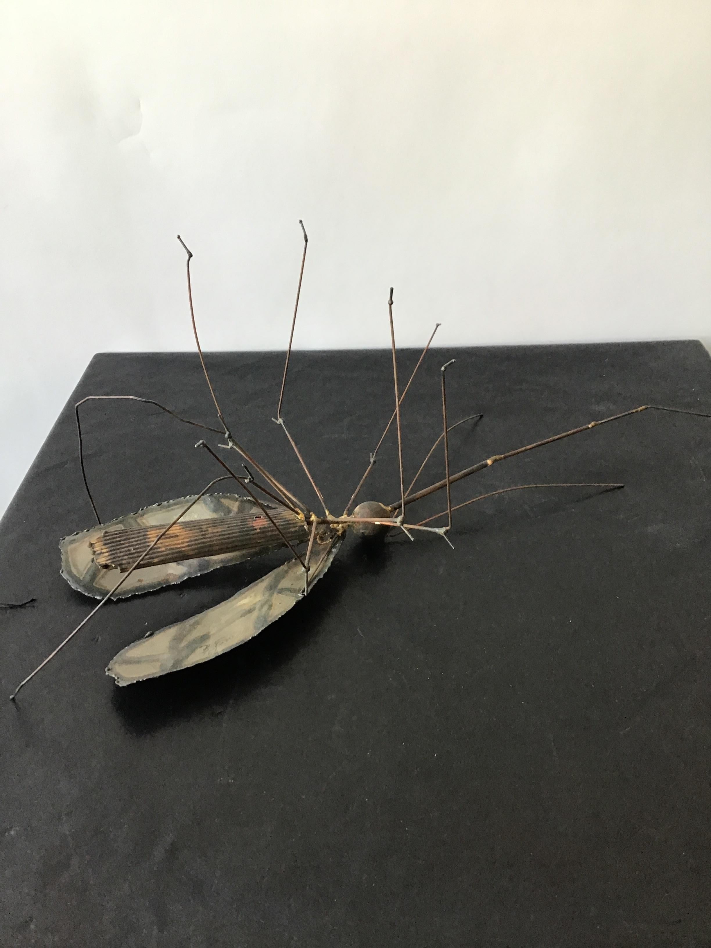 1960s Large Brass Mosquito Sculpture Signed For Sale 3