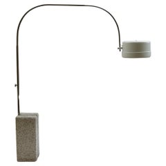 1960s Large Brutalist Italian Concrete Base Arc Floor Lamp