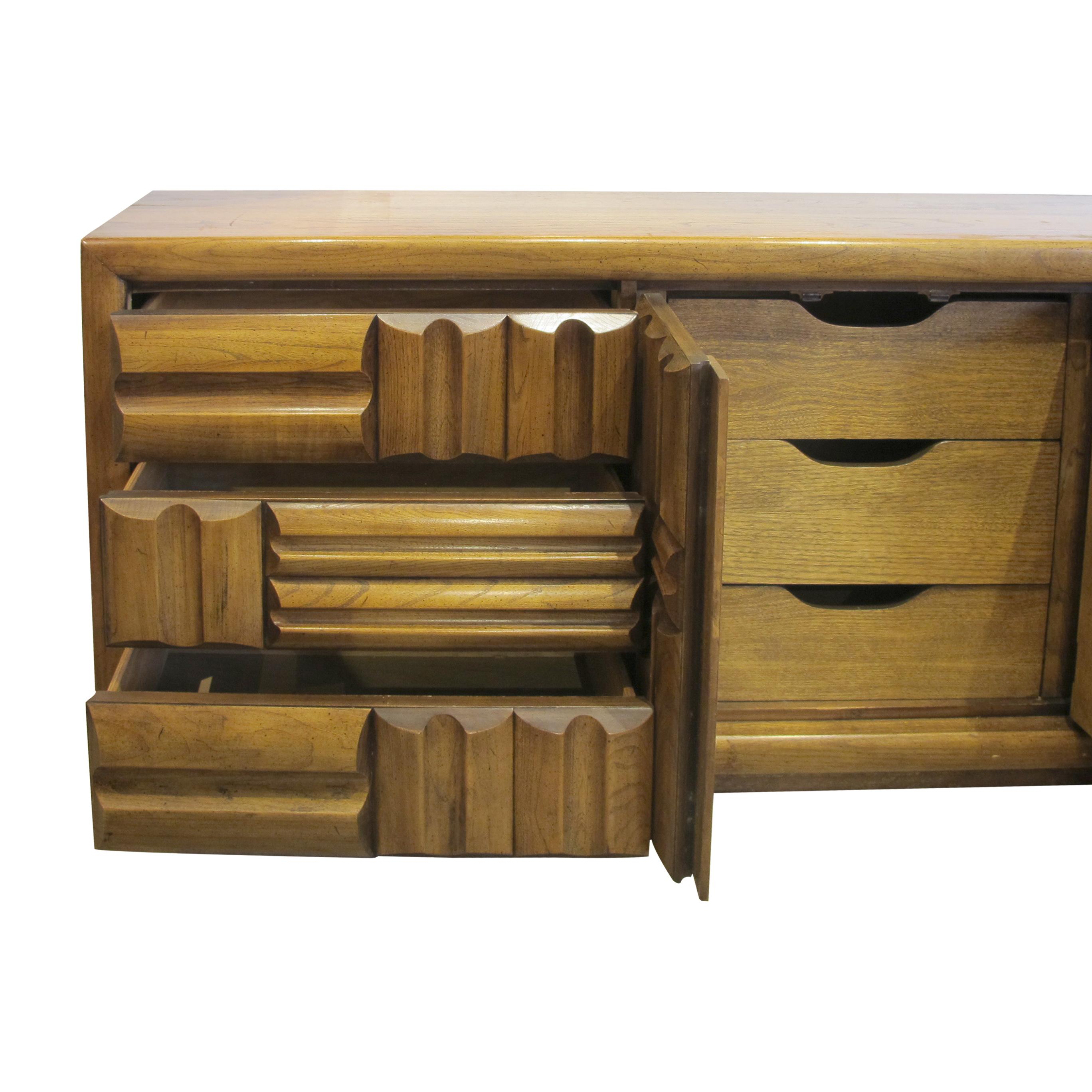 Mid-20th Century 1960s Large “Brutalist” Walnut Sideboard/Credenza by Lane, American