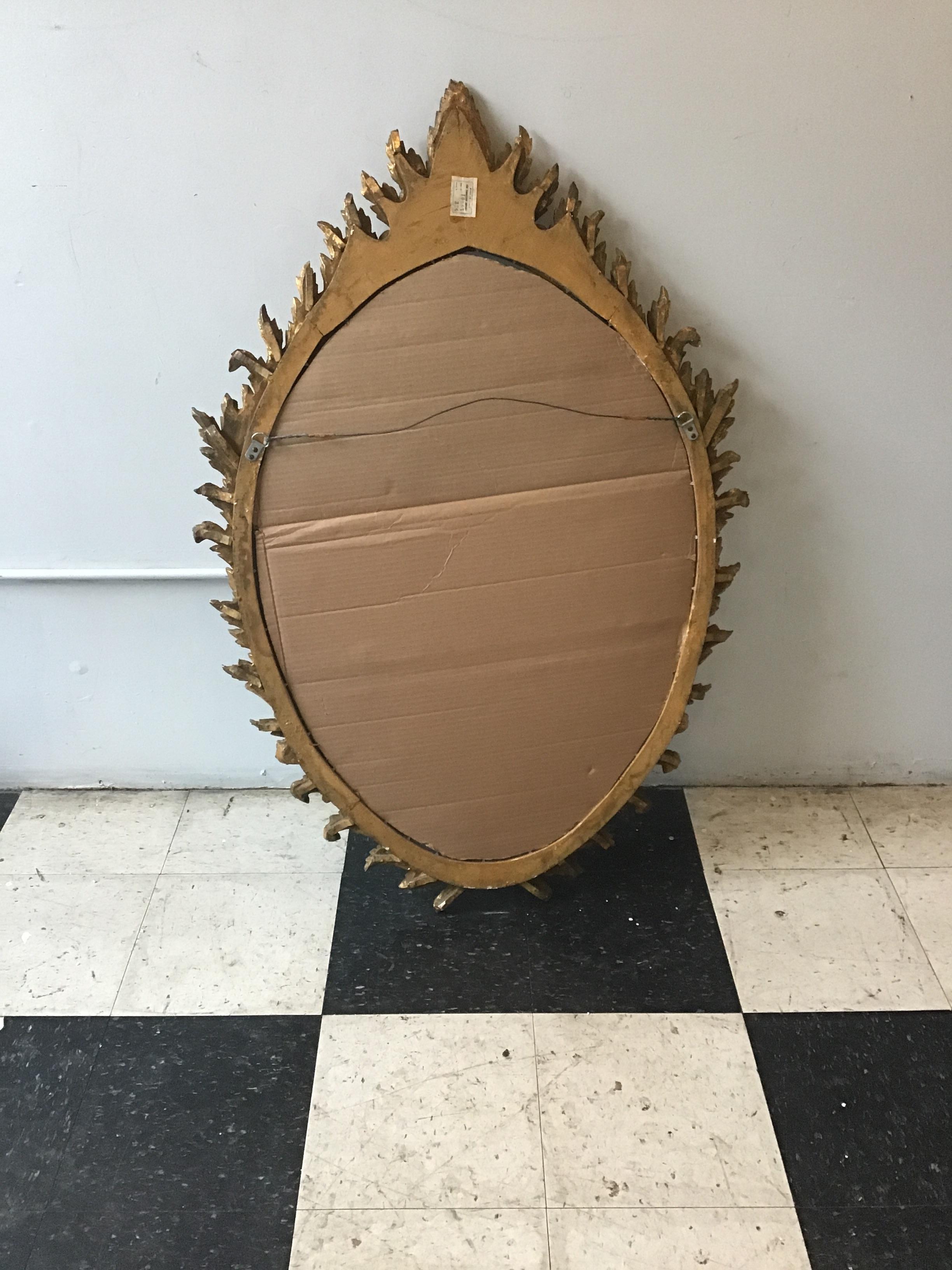 1960s Large Carved Giltwood Italian Floral Mirror ( Pair Available) 4