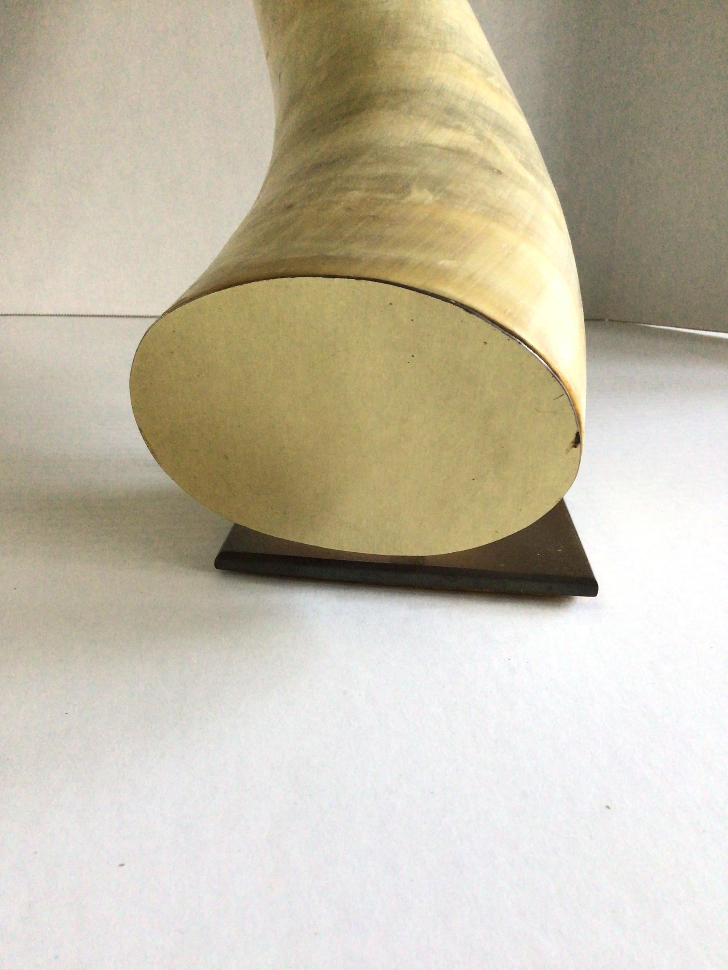 1960s Large Cattle Horn on Solid Brass Base For Sale 6