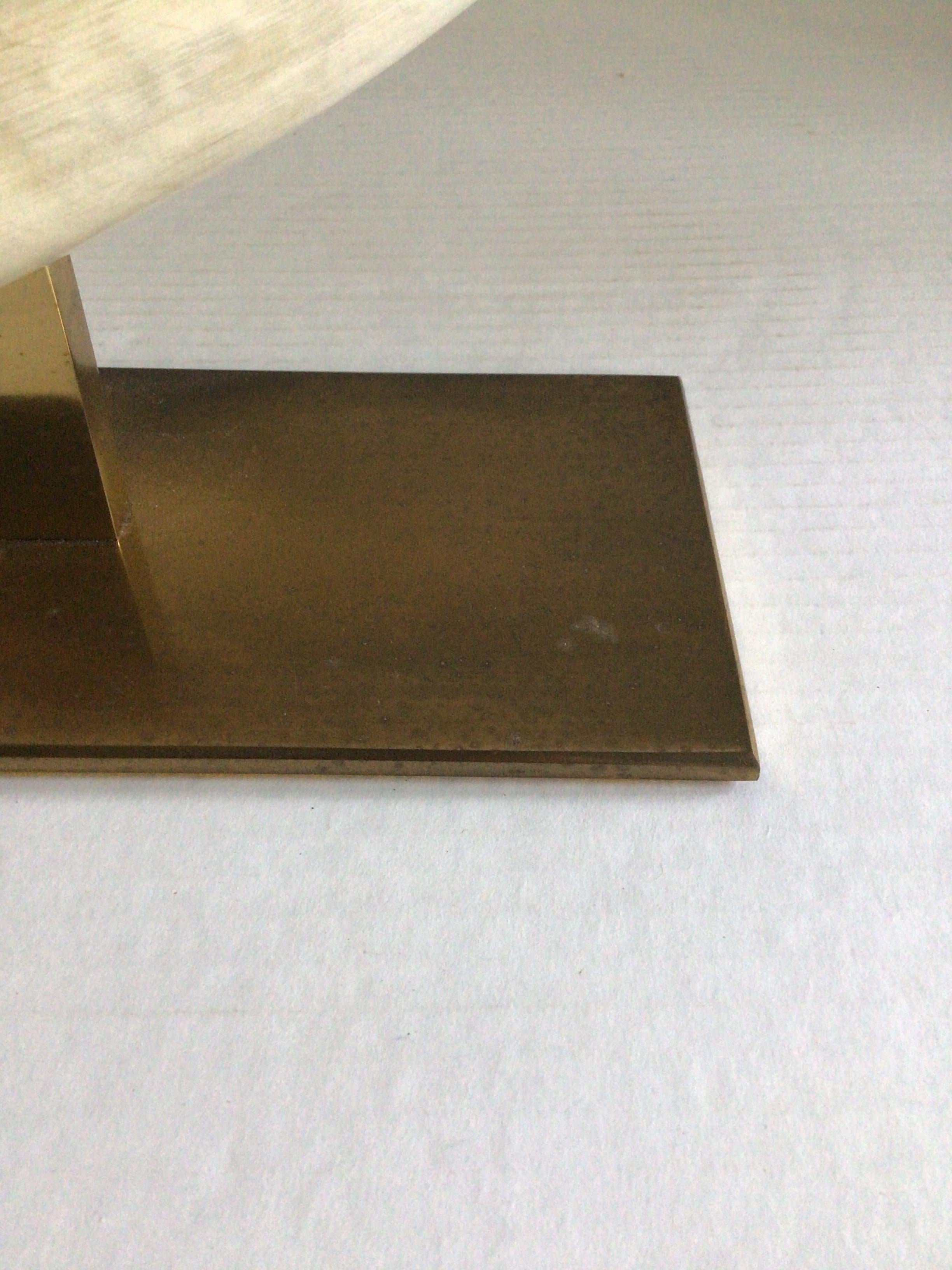 1960s Large Cattle Horn on Solid Brass Base For Sale 7