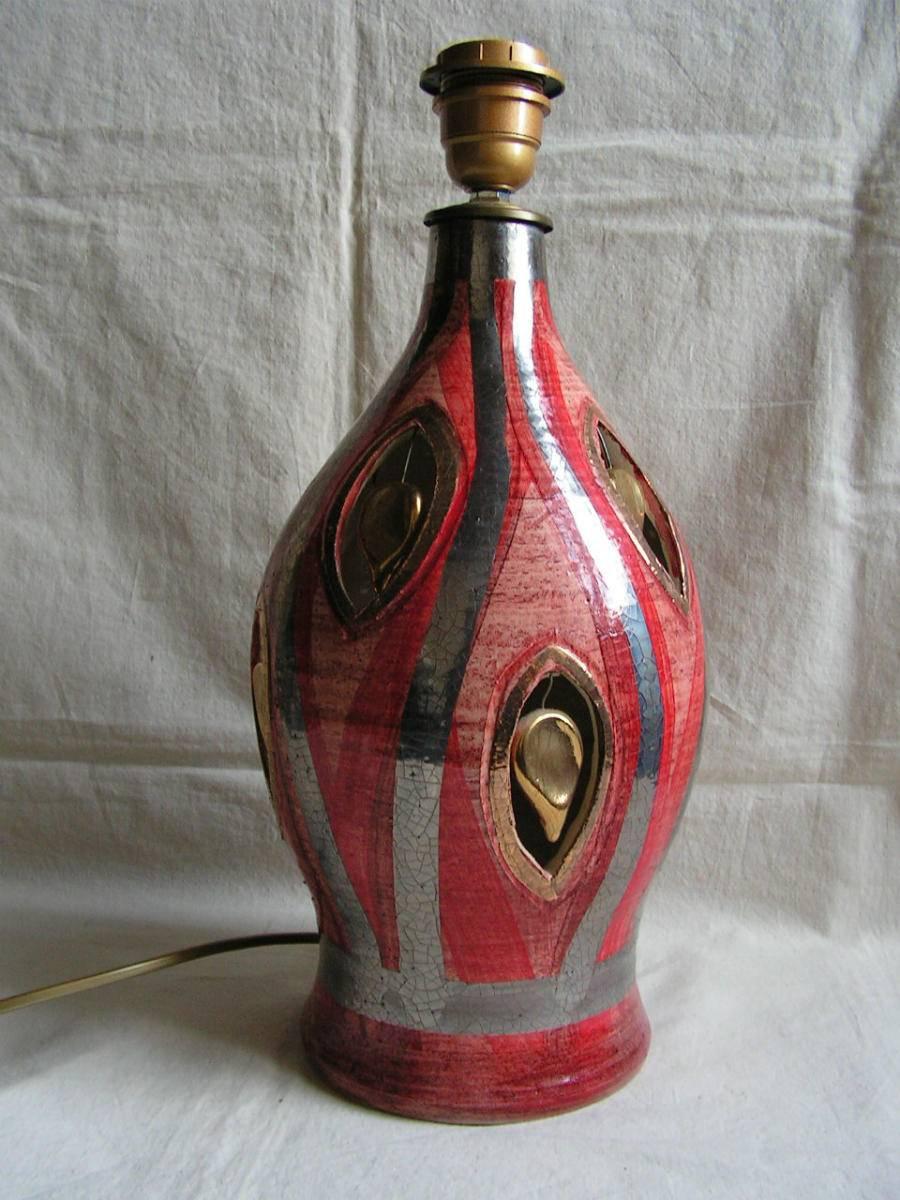 French 1960s Large Ceramic Table Lamp by Georges Pelletier