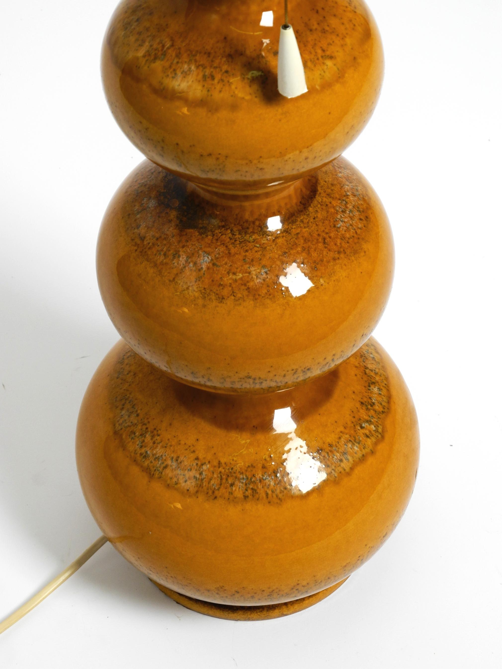 1960s large ceramic table or floor lamp in light brown from Kaiser Leuchten 3