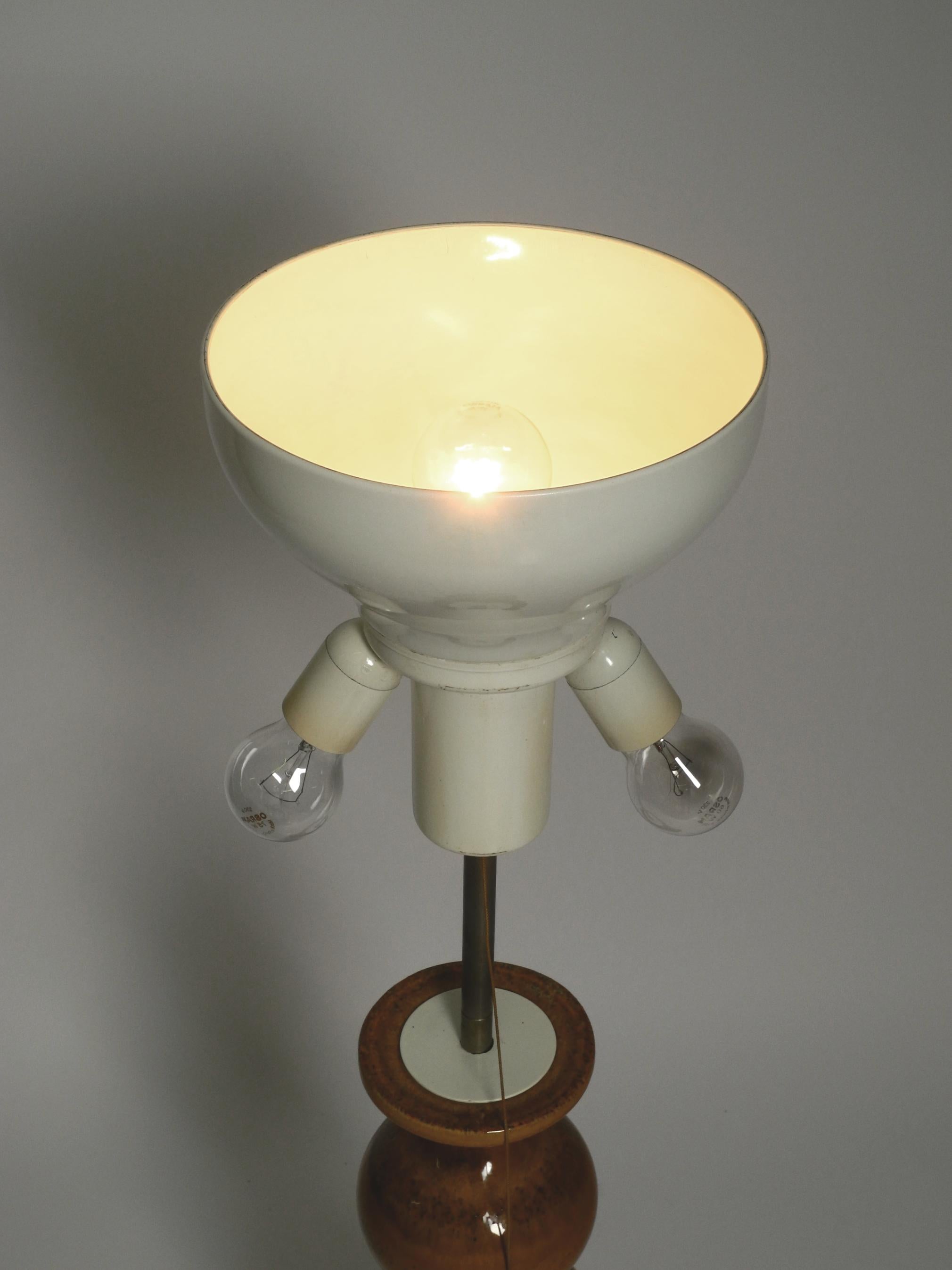 1960s large ceramic table or floor lamp in light brown from Kaiser Leuchten 8