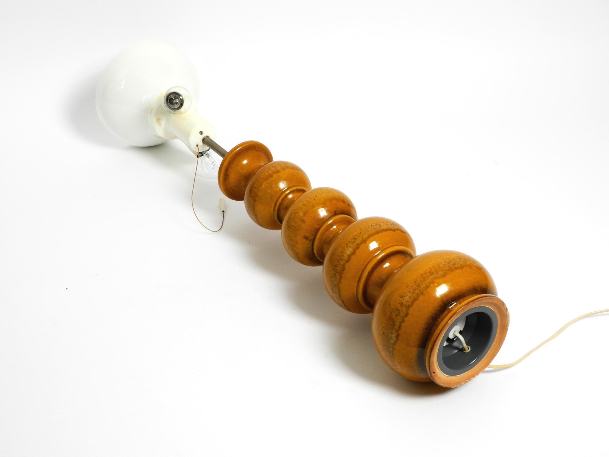 Mid-20th Century 1960s large ceramic table or floor lamp in light brown from Kaiser Leuchten
