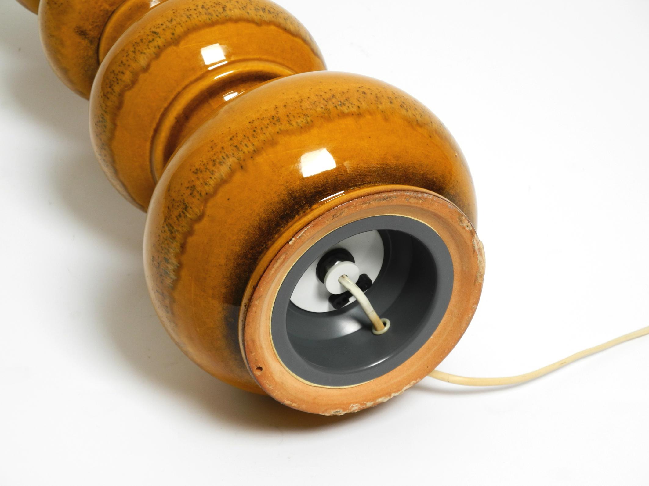 1960s large ceramic table or floor lamp in light brown from Kaiser Leuchten 1