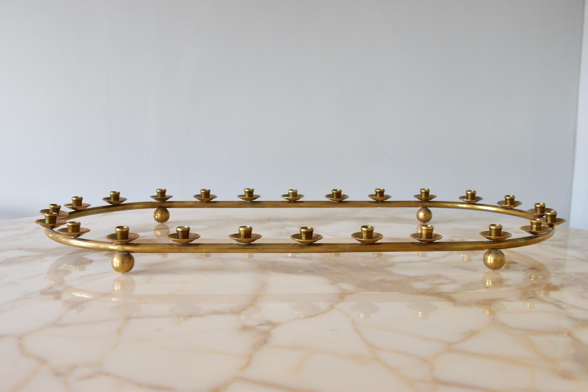 1960s Large Christmas Brass Candelabra for 24 Candles Made in Denmark 6