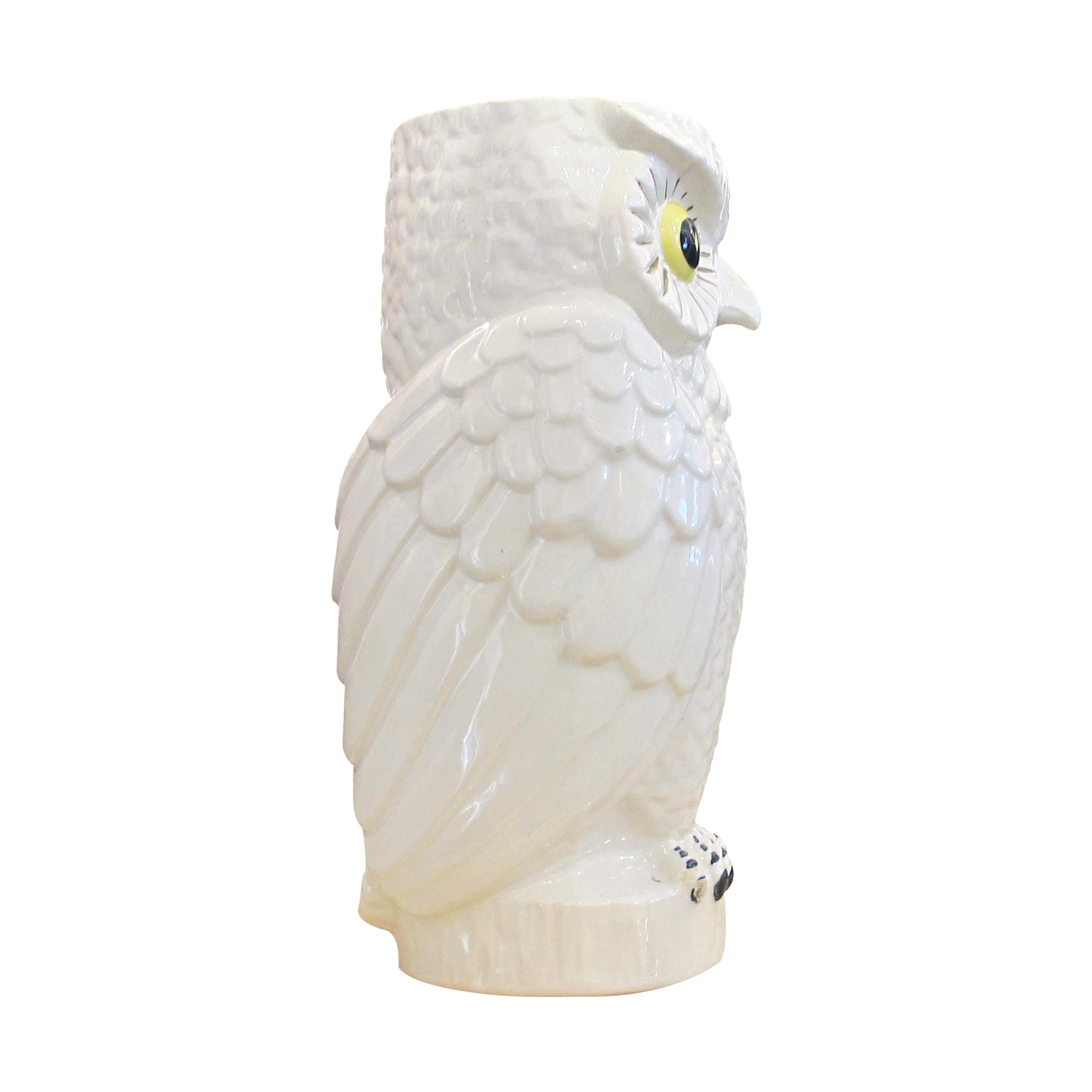 white ceramic owl