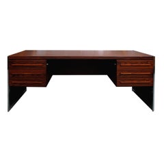 1960s Large Danish Free-Standing Executive Rosewood Desk with a Chrome Frame