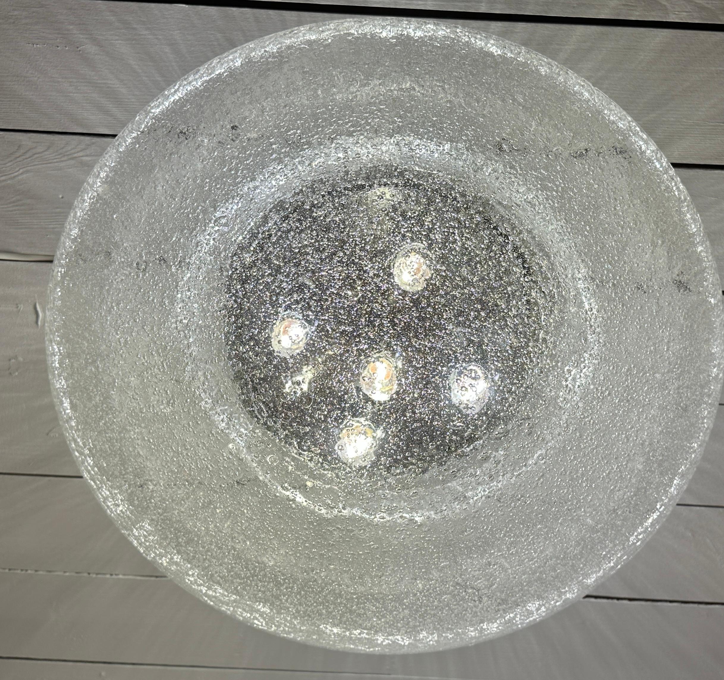 1960s Large Doria Leuchten Polished Chrome & Bubble Glass Flush Ceiling Mount For Sale 4