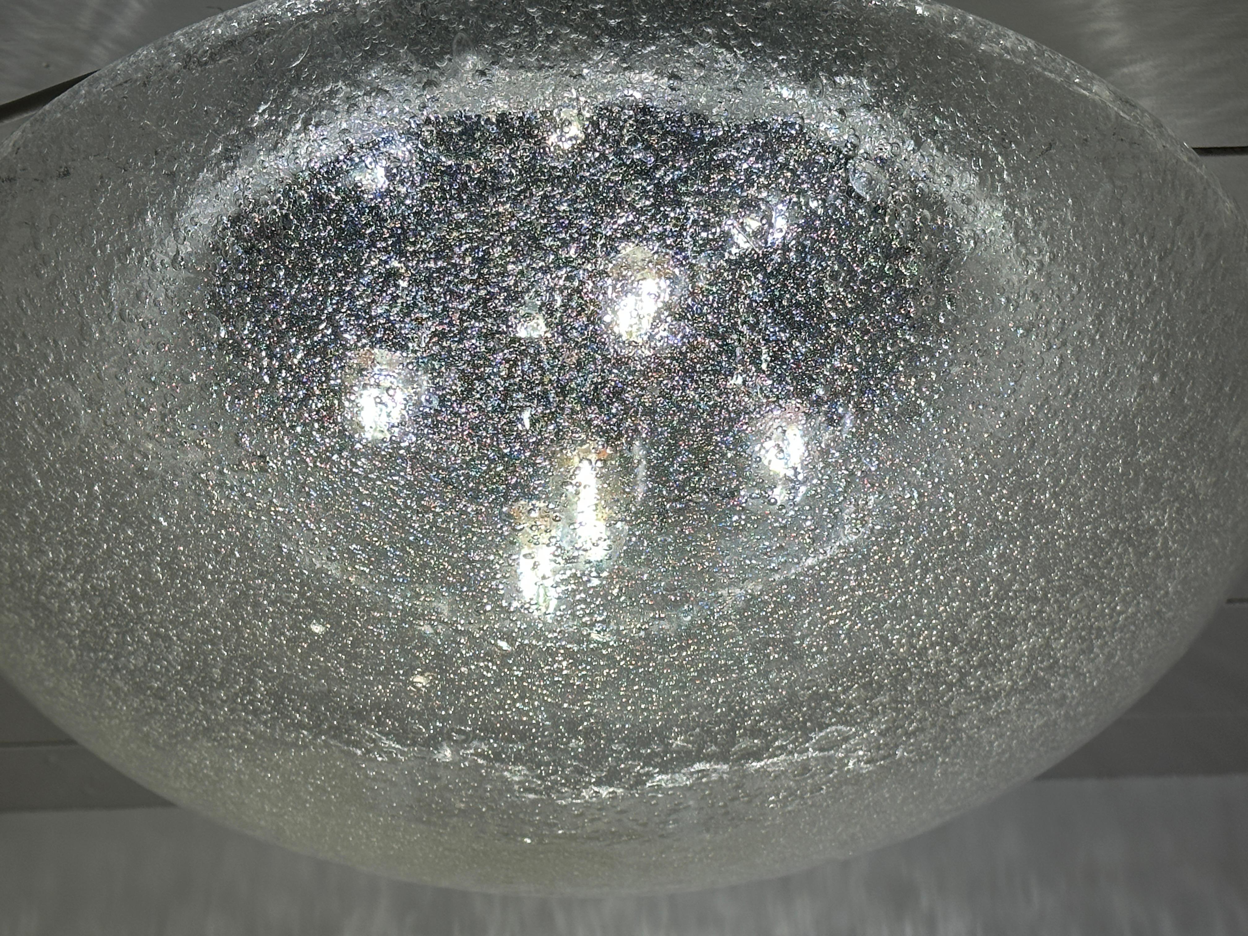 1960s Large Doria Leuchten Polished Chrome & Bubble Glass Flush Ceiling Mount For Sale 5