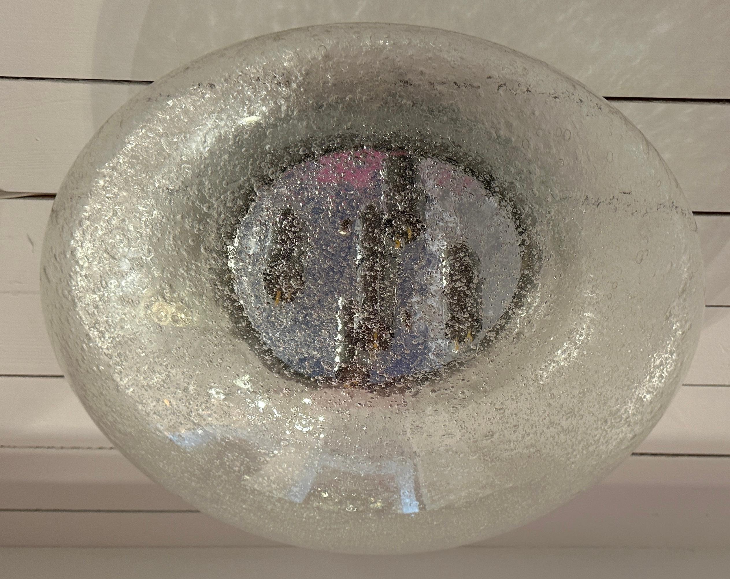 1960s Large Doria Leuchten Polished Chrome & Bubble Glass Flush Ceiling Mount For Sale 10