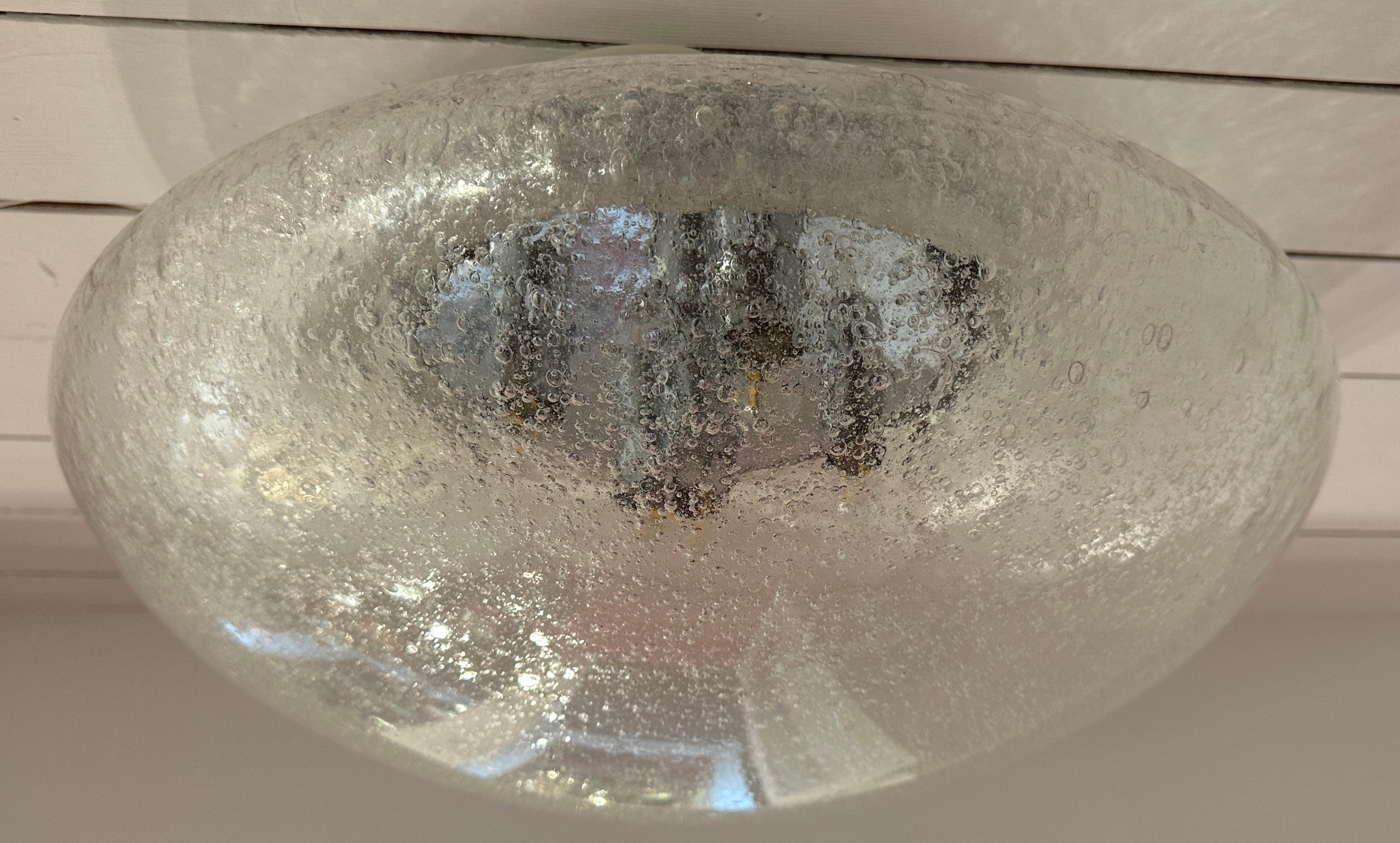 1960s Large Doria Leuchten Polished Chrome & Bubble Glass Flush Ceiling Mount For Sale 11