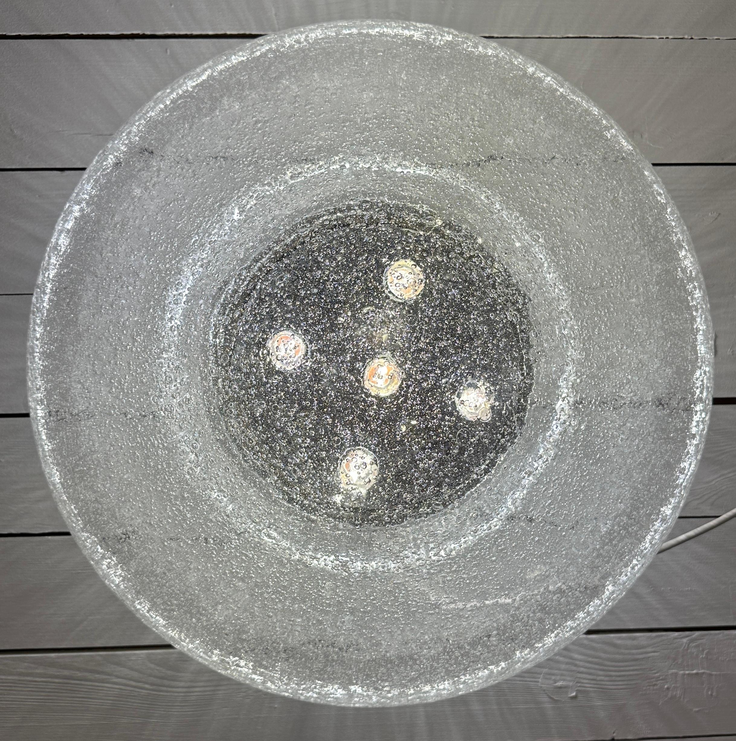 Space Age 1960s Large Doria Leuchten Polished Chrome & Bubble Glass Flush Ceiling Mount For Sale