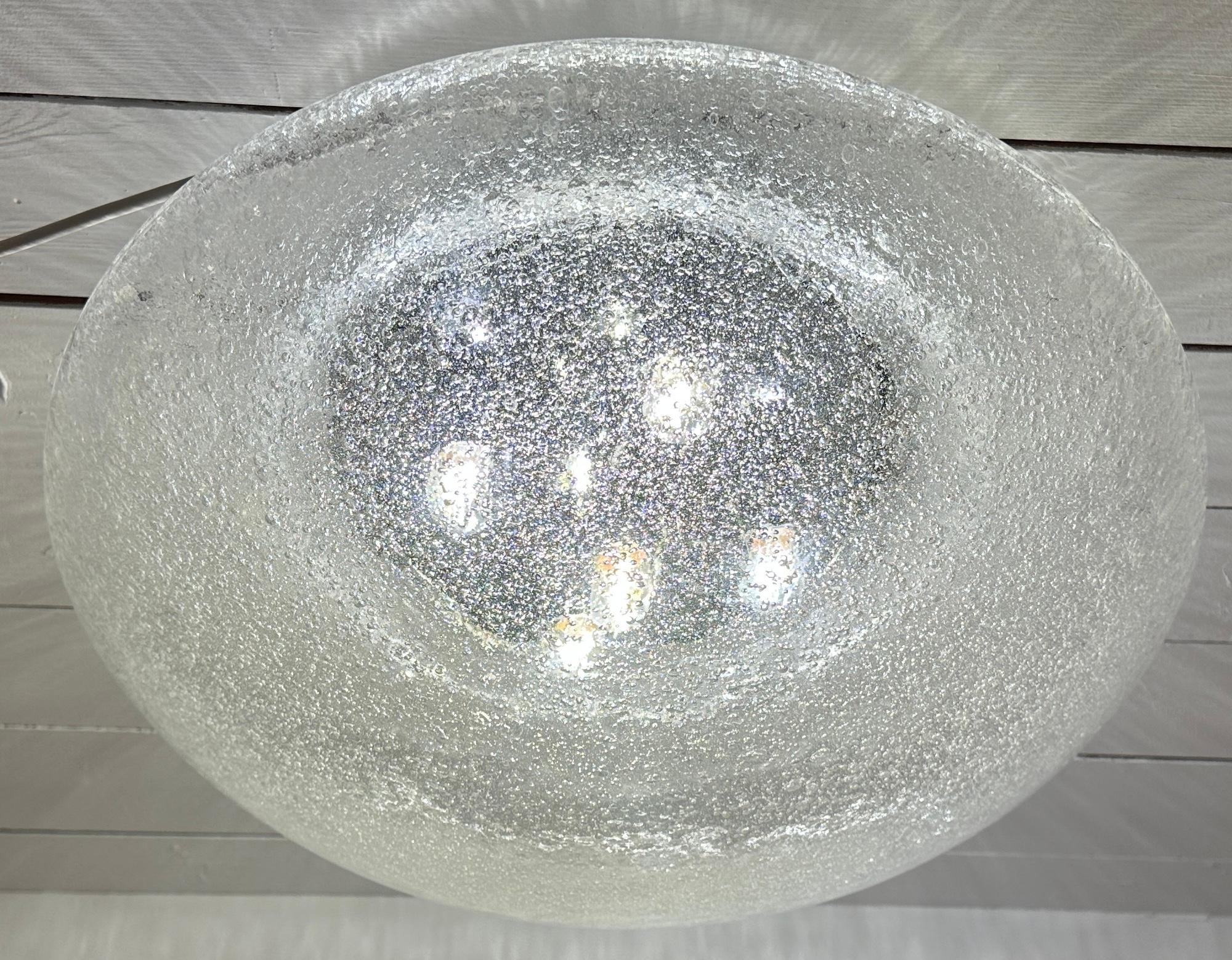 1960s Large Doria Leuchten Polished Chrome & Bubble Glass Flush Ceiling Mount In Good Condition For Sale In London, GB